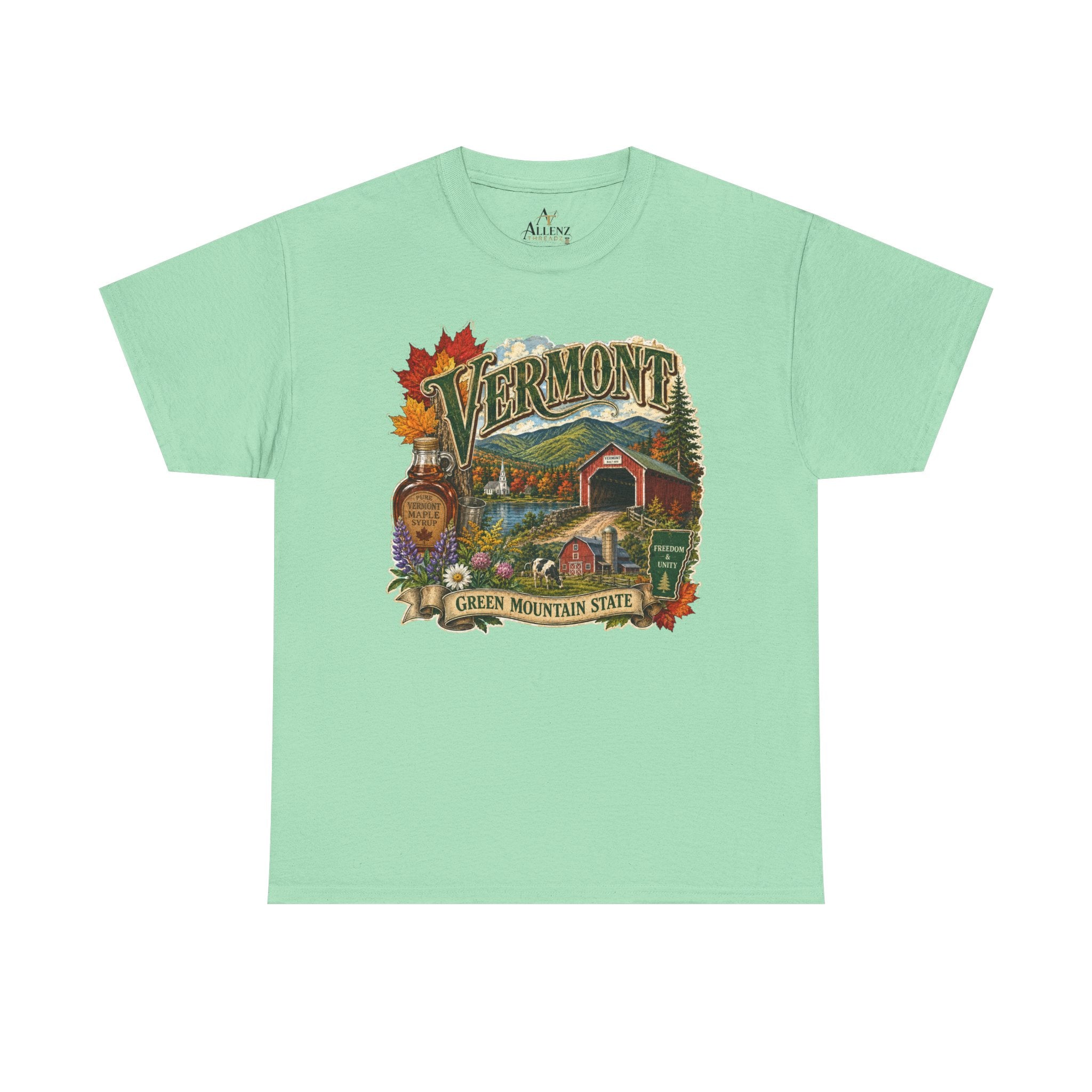 Unisex Heavy Cotton Tee🍁🏔️ Vermont – Beauty of the Green Mountain State 🍁🚜