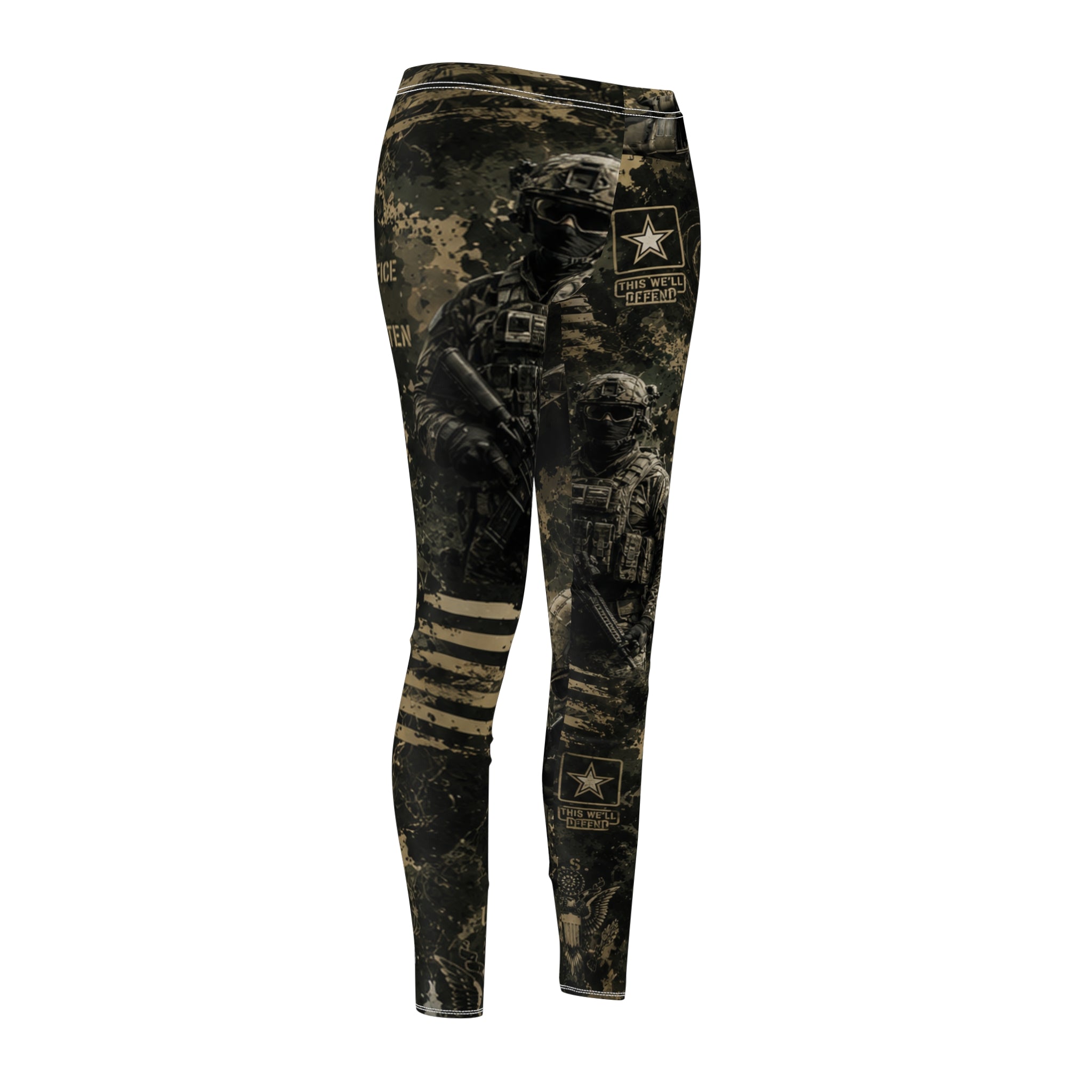 Women's  ARMY Cut and Sew Casual Leggings (AOP)