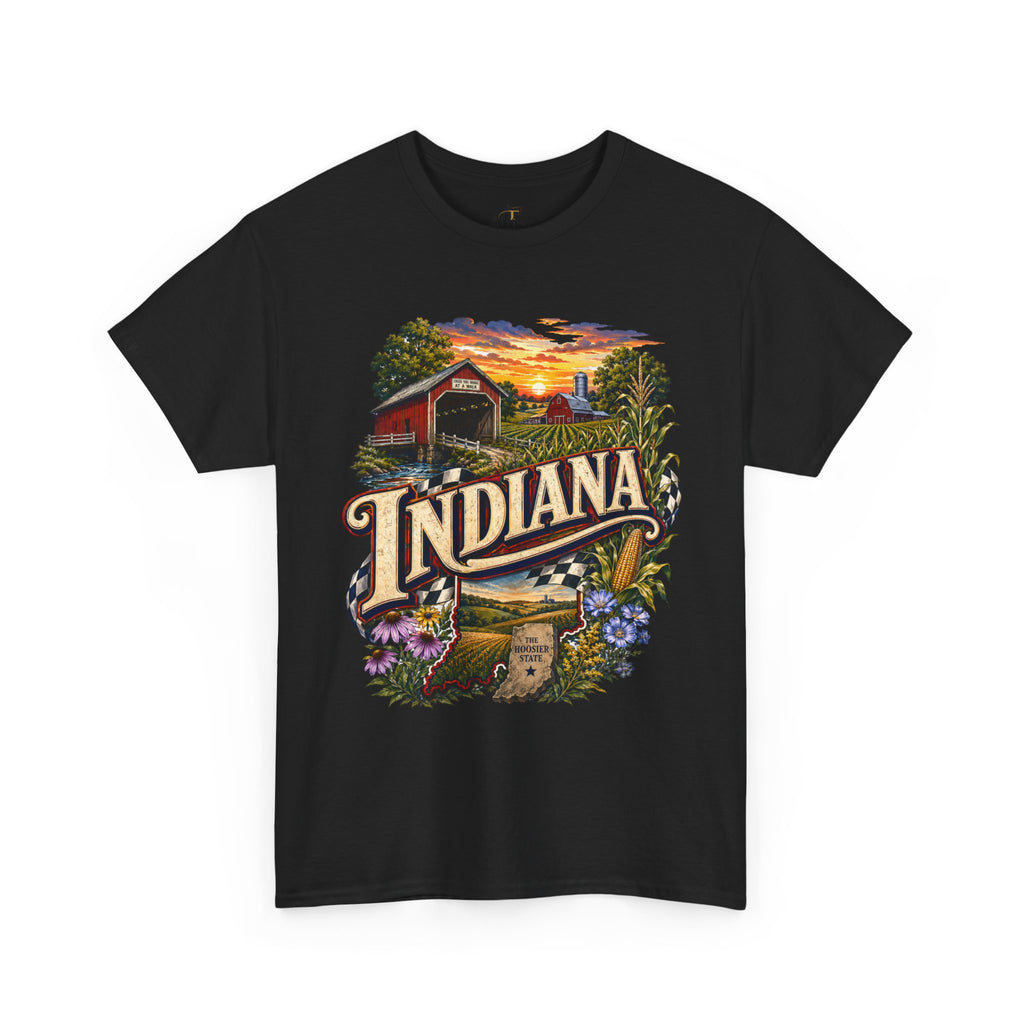 Unisex Heavy Cotton Tee 🌽 Indiana – Heartland Pride and Hoosier Tradition 🌽