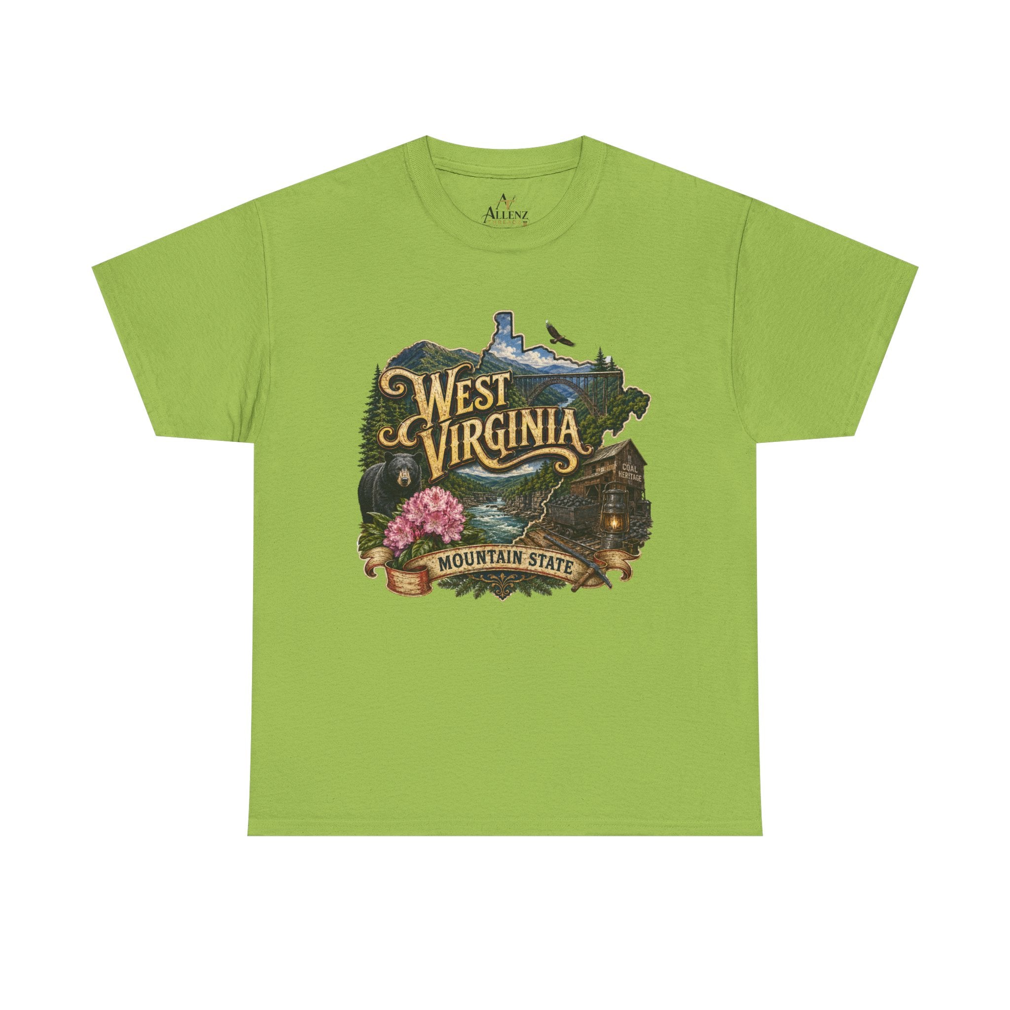 Unisex Heavy Cotton Tee🏔️🖤 West Virginia – Wild and Wonderful Mountain State ⛏️🐻
