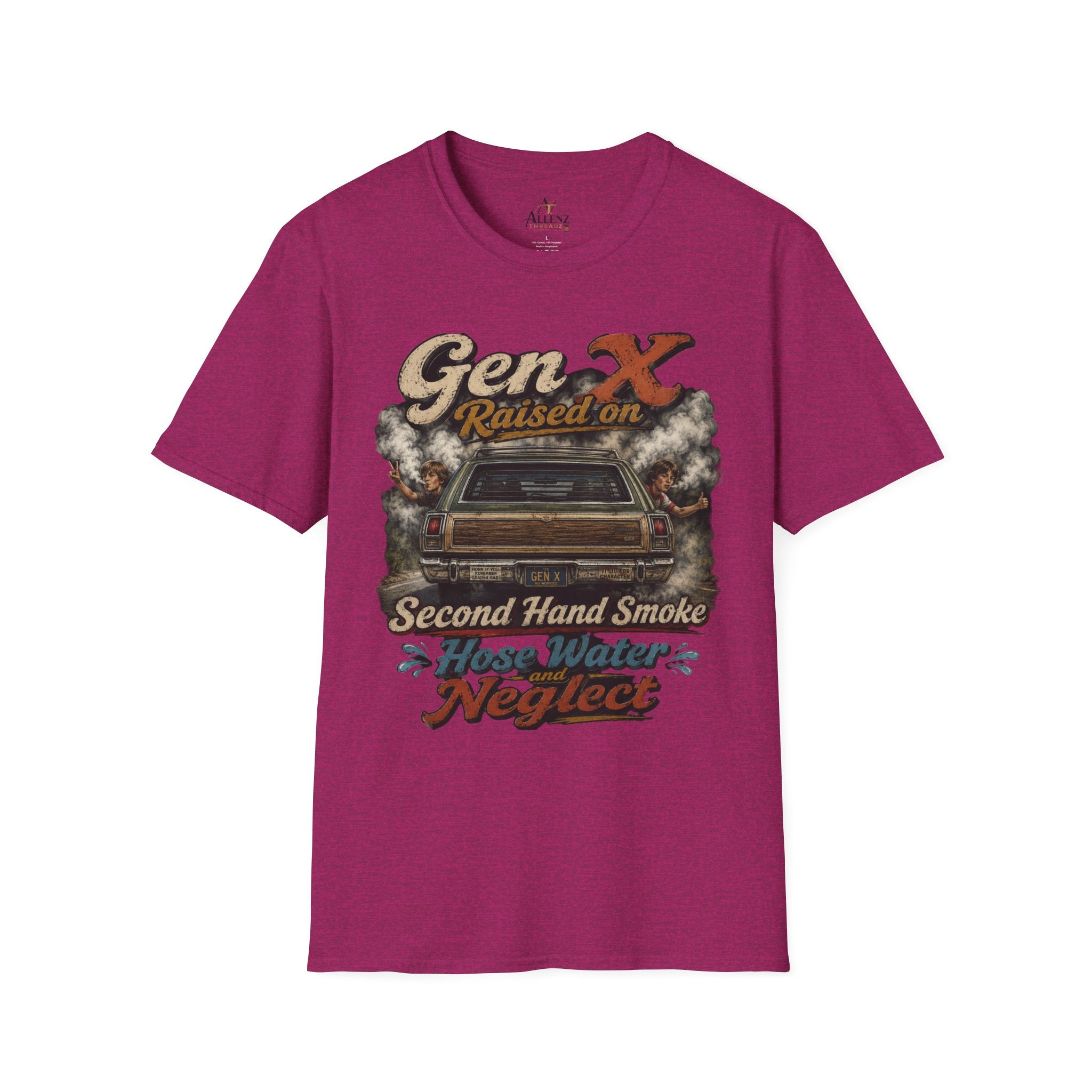 Gen X T-Shirt — "Raised on Secondhand Smoke, Hose Water, Neglect" Retro Car Vintage Tee