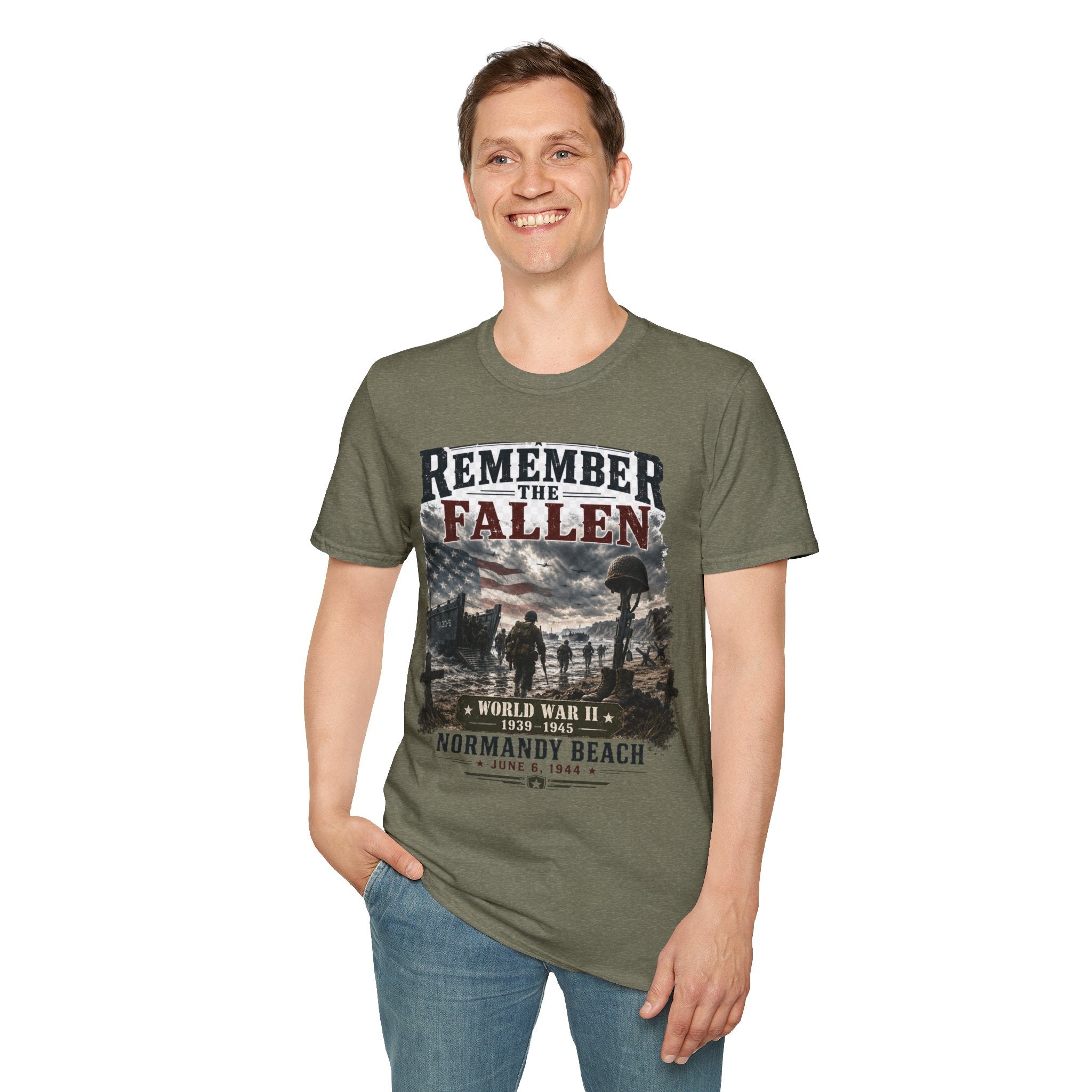 Remember the Fallen T-Shirt — Normandy Beach WWII Memorial Tee