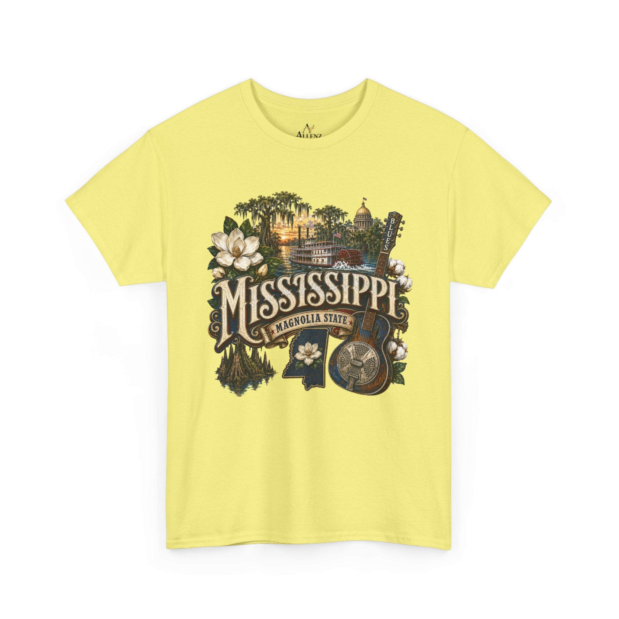 Unisex Heavy Cotton Tee🎸 Mississippi – Southern Soul and Magnolia State Pride 🎸