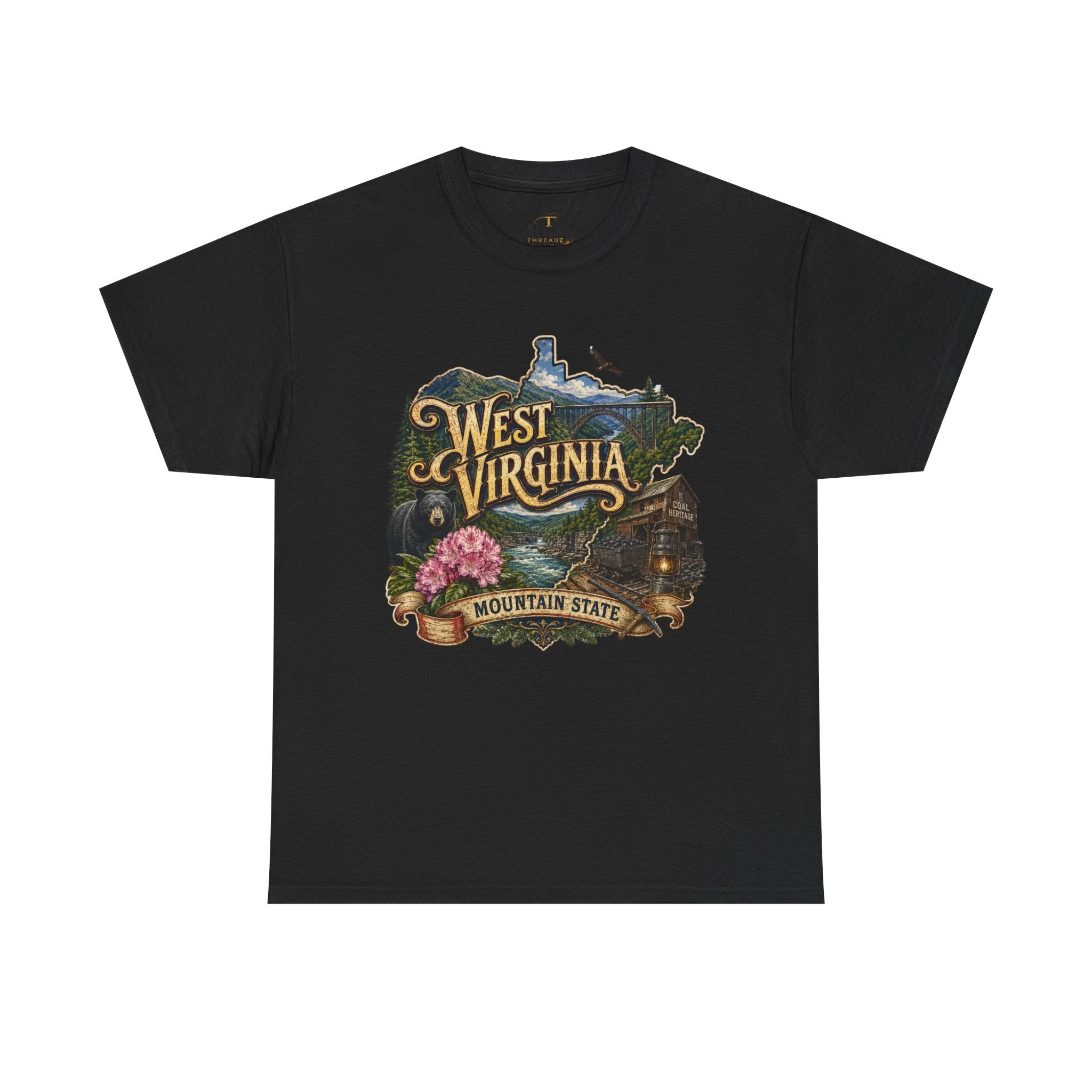 Unisex Heavy Cotton Tee🏔️🖤 West Virginia – Wild and Wonderful Mountain State ⛏️🐻