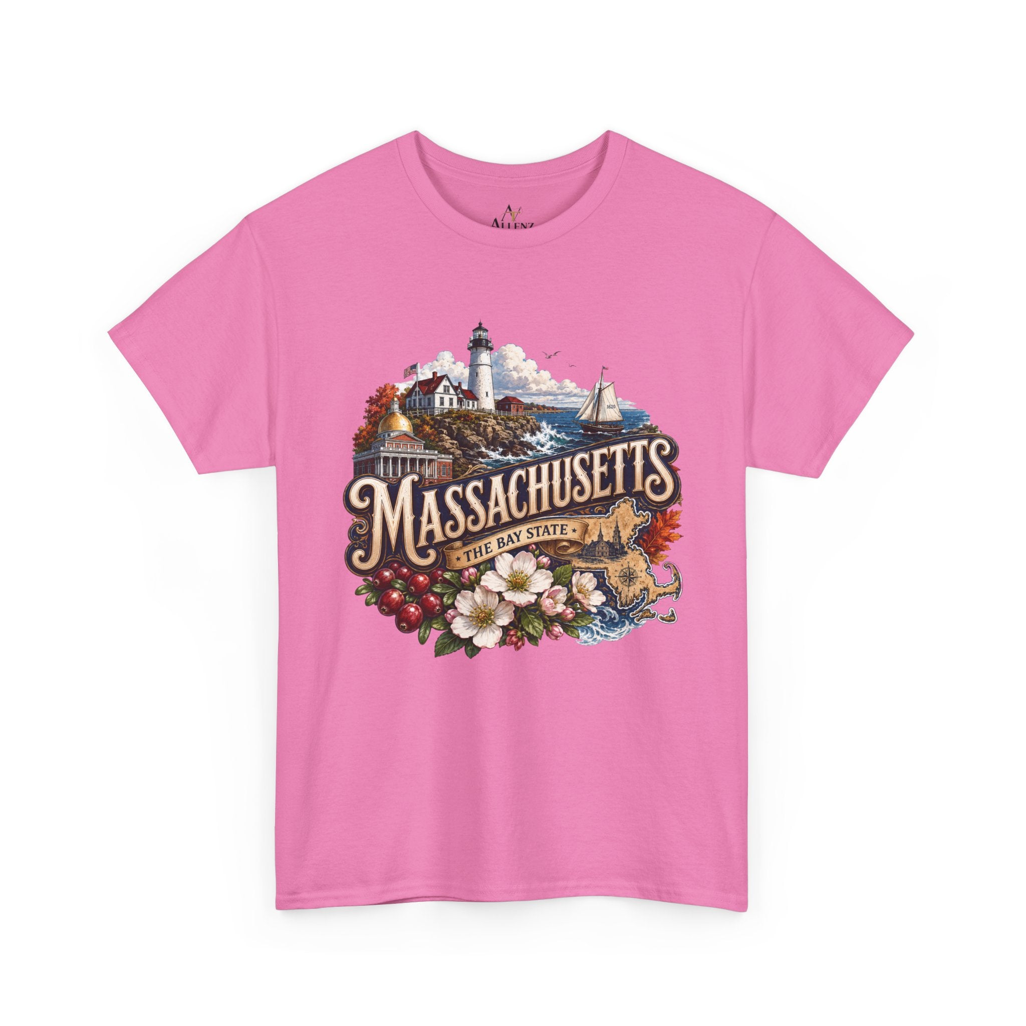 Unisex Heavy Cotton Tee ⚓ Massachusetts – Historic Coastal Pride