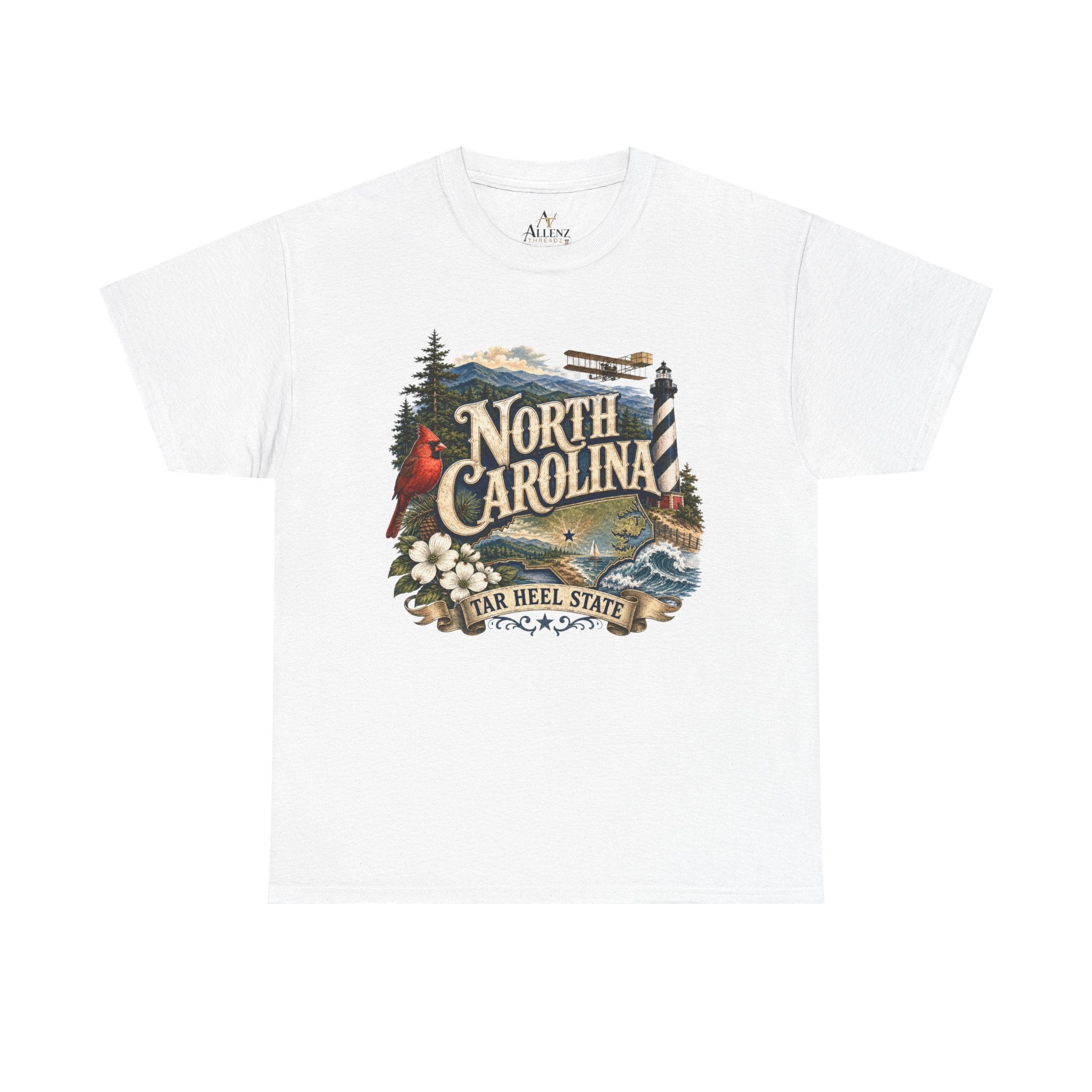 Unisex Heavy Cotton Tee🌲 North Carolina – Coastal Beauty and Mountain Adventure 🌊✈️