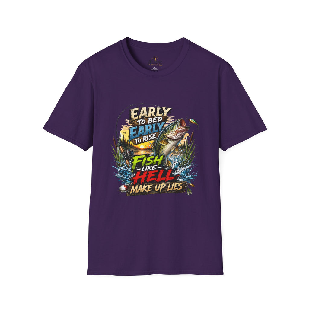Early To Bed Fishing Unisex Softstyle T-Shirt