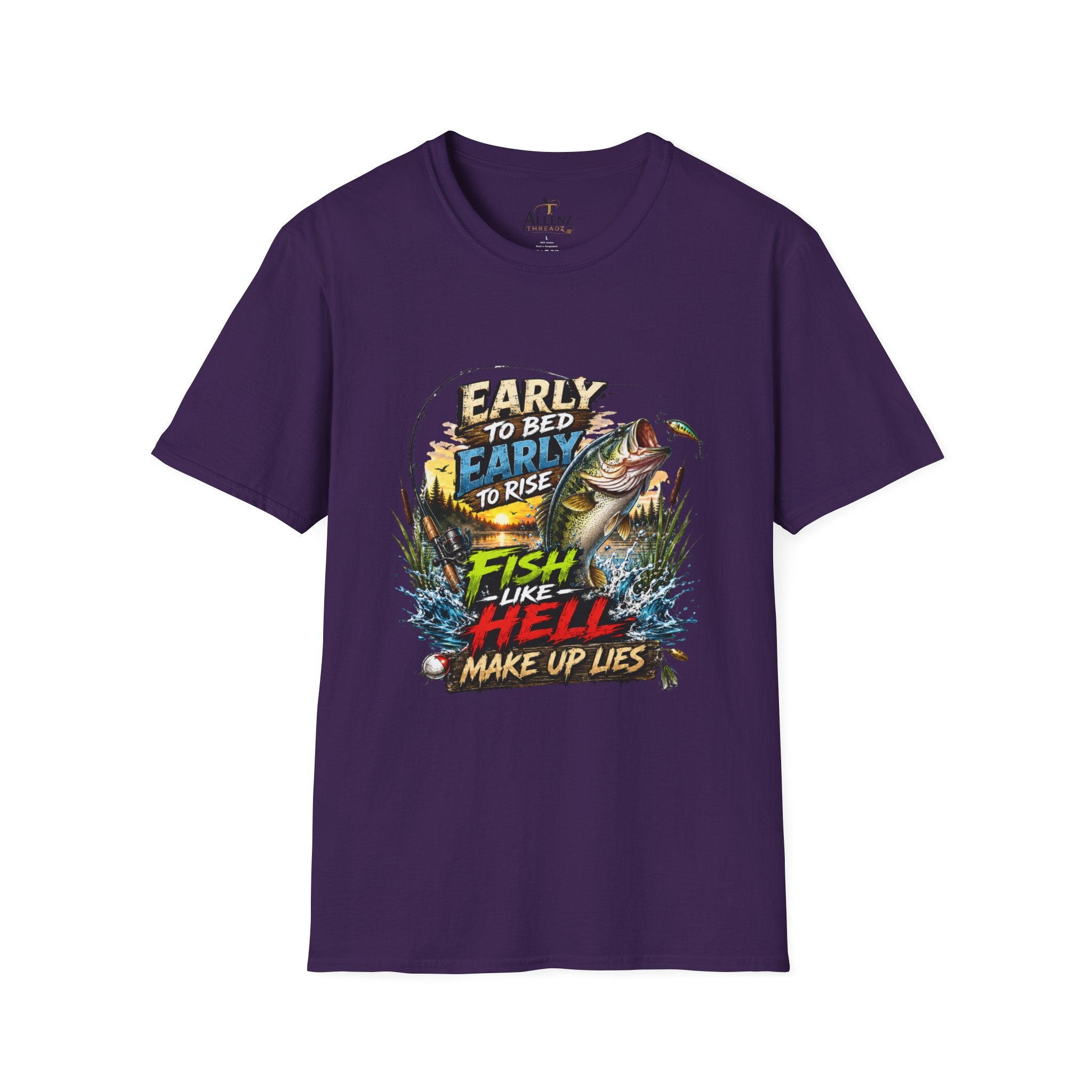 Early To Bed Fishing Unisex Softstyle T-Shirt
