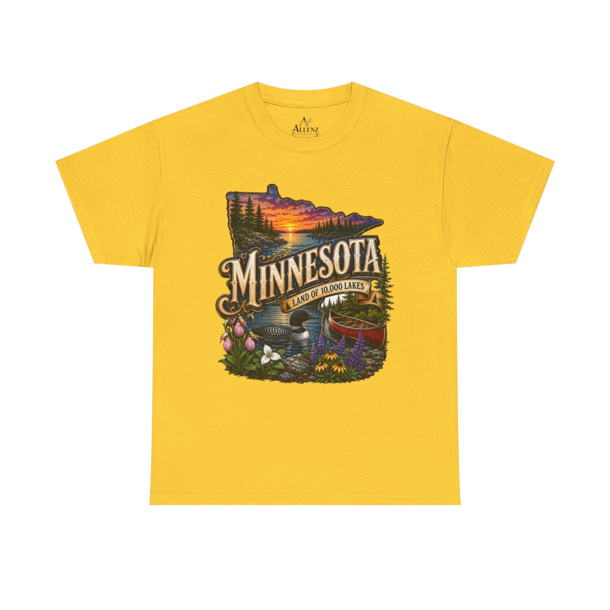 Unisex Heavy Cotton Tee🌲 Minnesota – Land of 10,000 Lakes Adventure 🌲