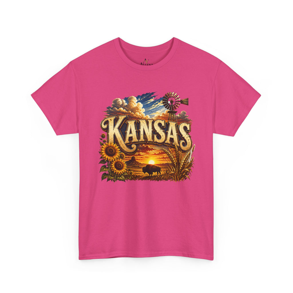 Unisex Heavy Cotton Tee 🌻 Kansas – Wide Open Skies and Heartland Heritage 🌻