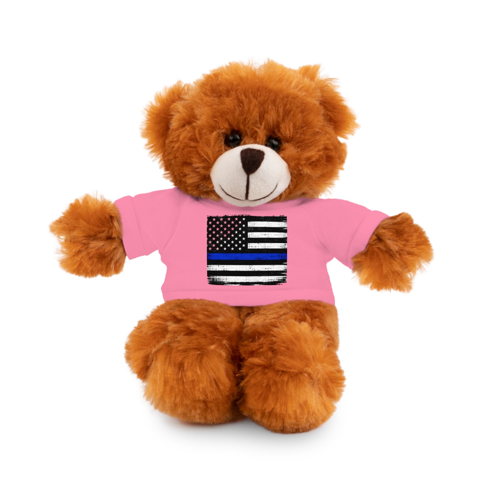 Kids Stuffed Animal with Thin Blue line flag Tee