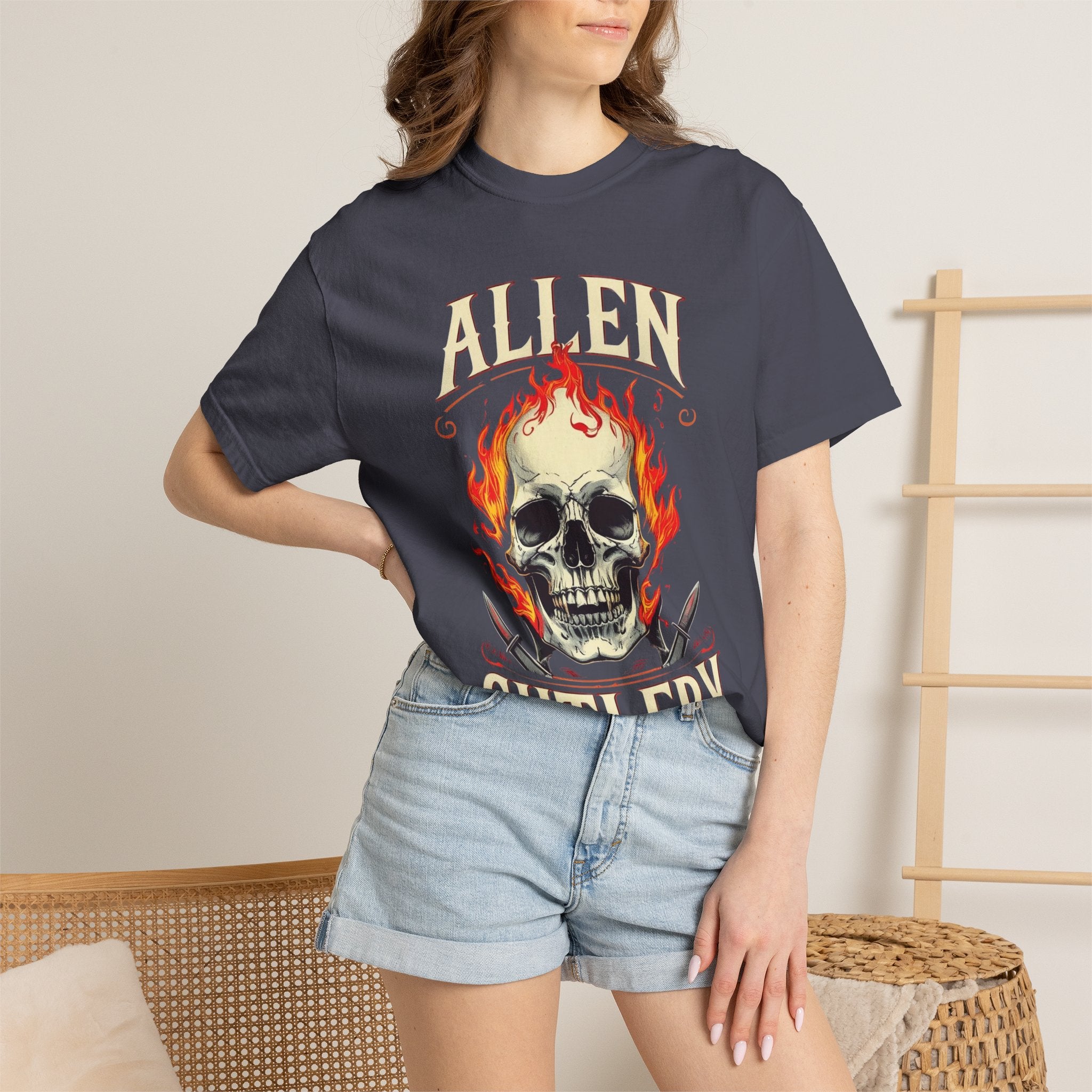 Skull and Flames Cutlery T-Shirt — Allen Cutlery Graphic Tee