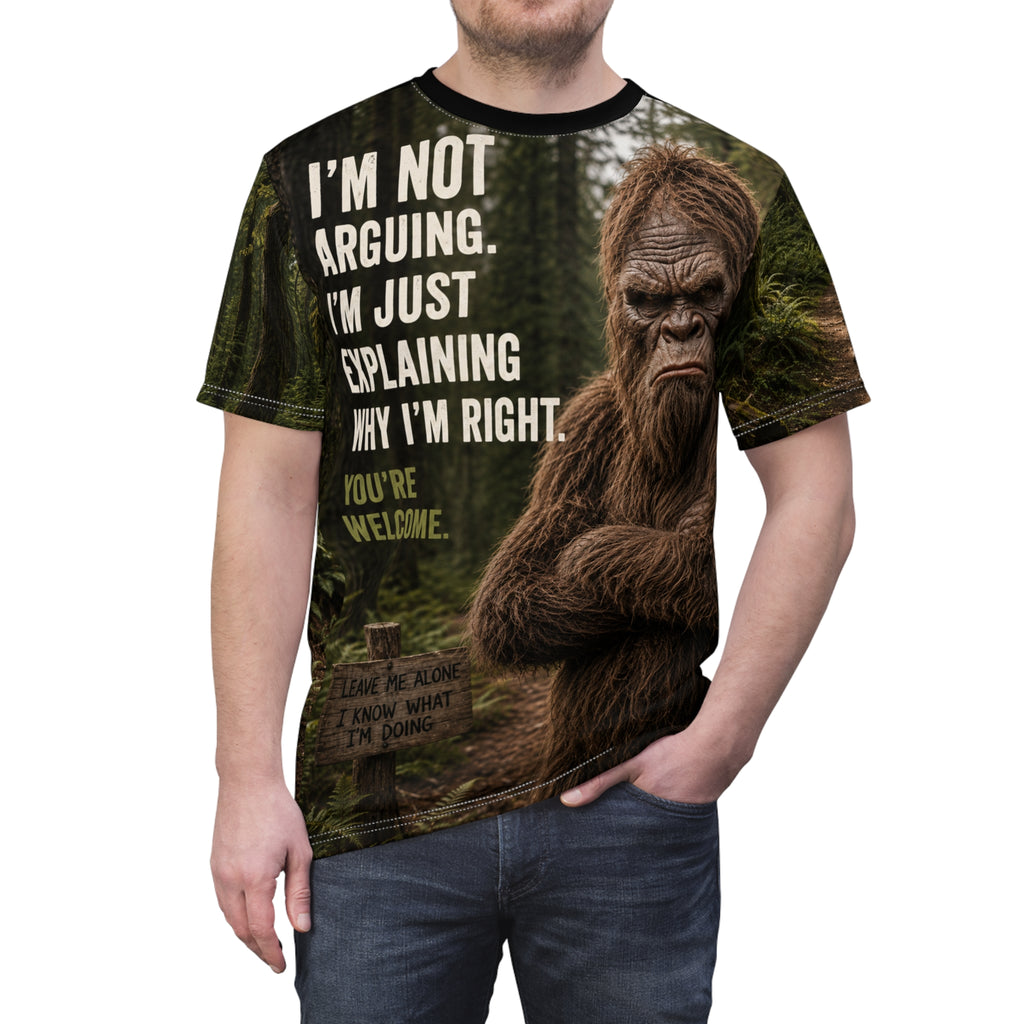 Unisex Cut & Sew Tee (AOP)  Grumpy Sasquatch- I'm Not Arguing