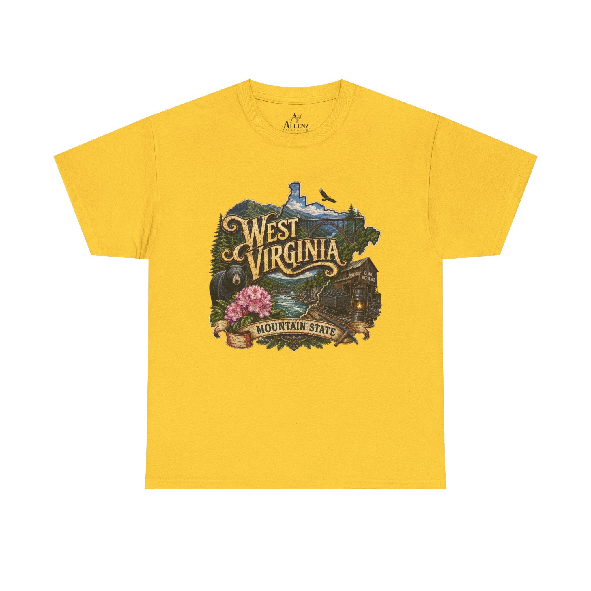 Unisex Heavy Cotton Tee🏔️🖤 West Virginia – Wild and Wonderful Mountain State ⛏️🐻