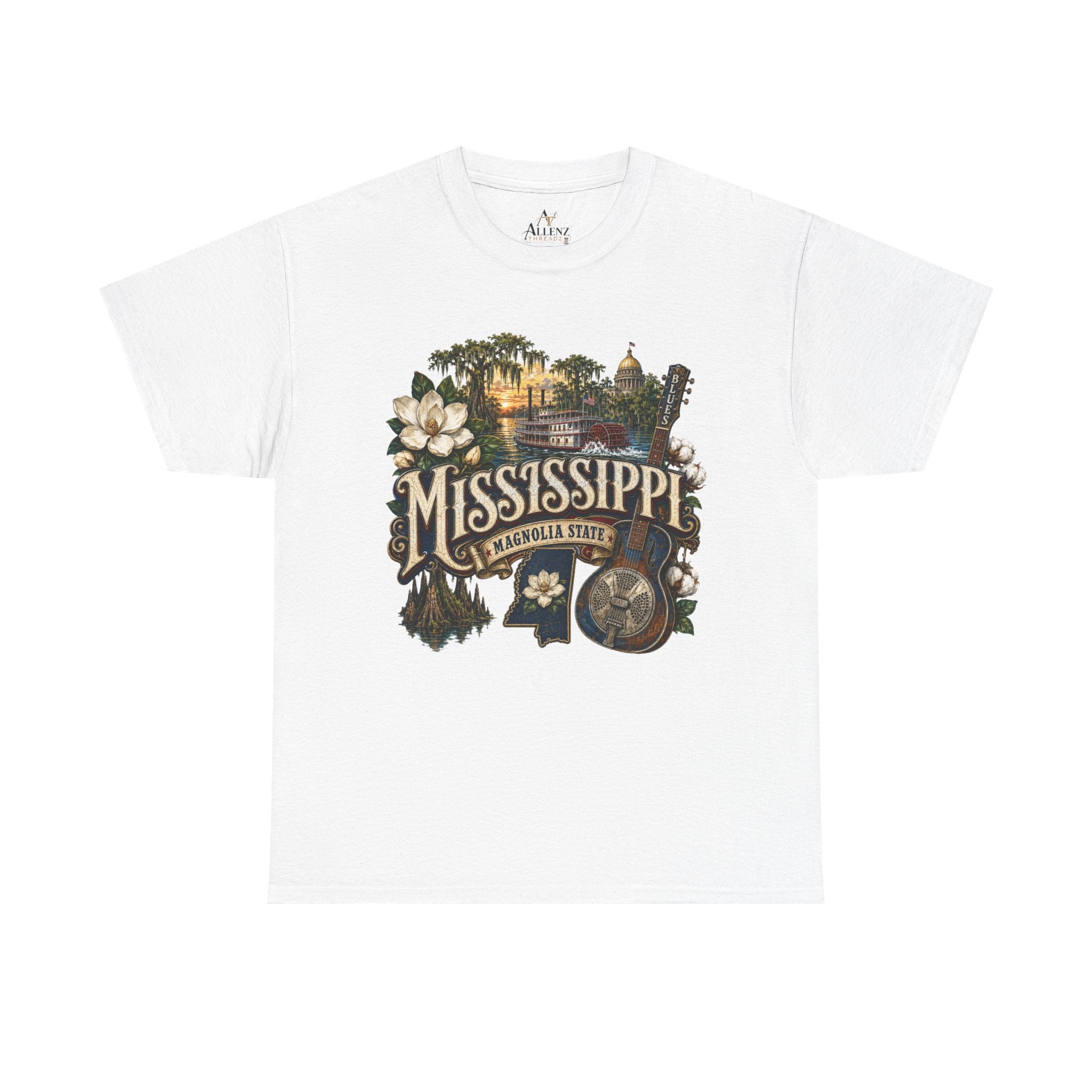 Unisex Heavy Cotton Tee🎸 Mississippi – Southern Soul and Magnolia State Pride 🎸