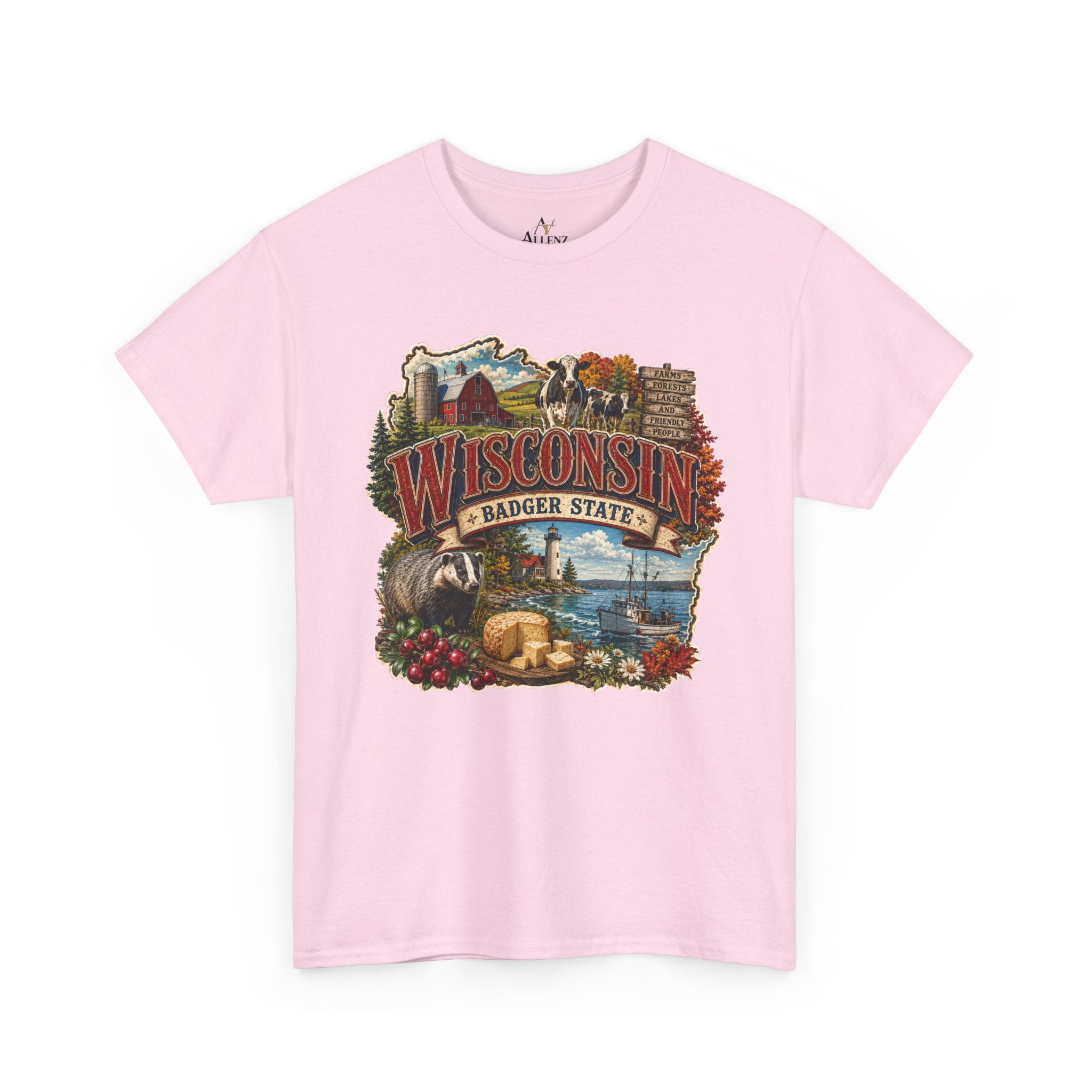 Unisex Heavy Cotton Tee🧀🌲 Wisconsin – Proudly the Badger State 🚤🐄