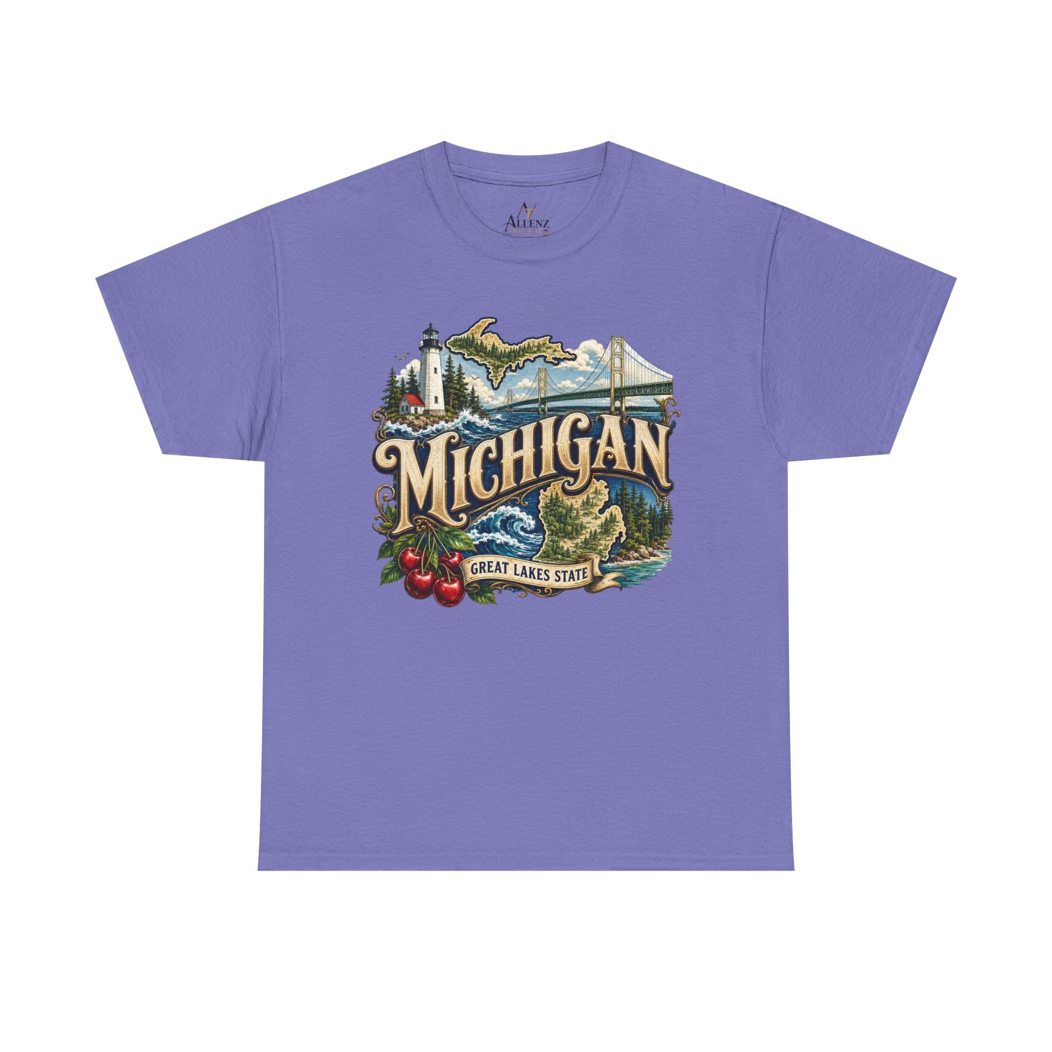 Unisex Heavy Cotton Tee🌊 Michigan – Great Lakes Beauty and Northern Adventure 🌊