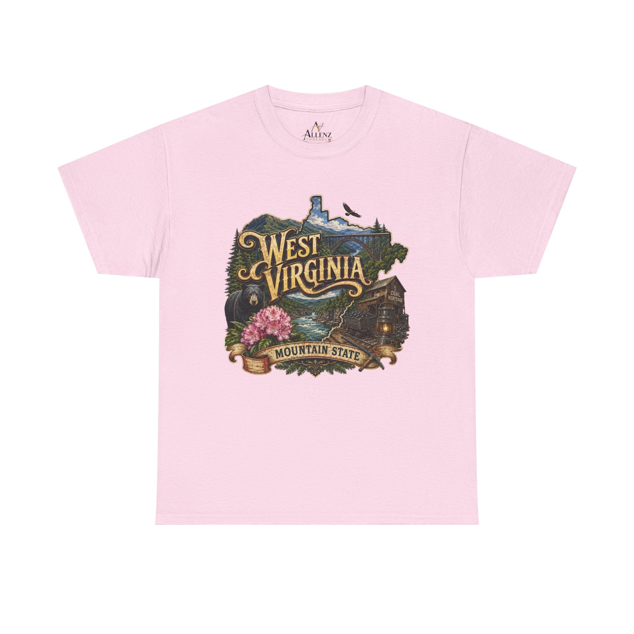 Unisex Heavy Cotton Tee🏔️🖤 West Virginia – Wild and Wonderful Mountain State ⛏️🐻