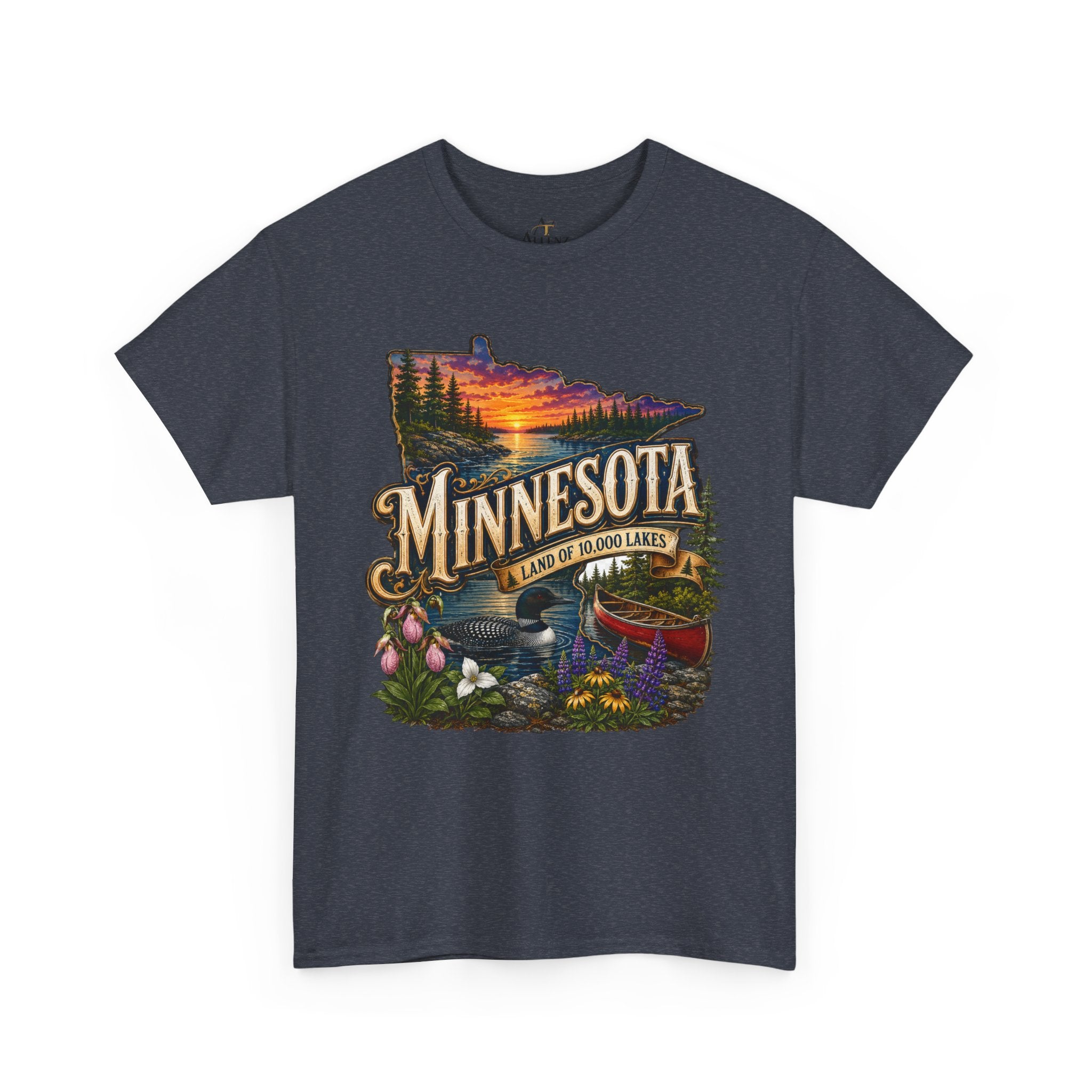 Unisex Heavy Cotton Tee🌲 Minnesota – Land of 10,000 Lakes Adventure 🌲