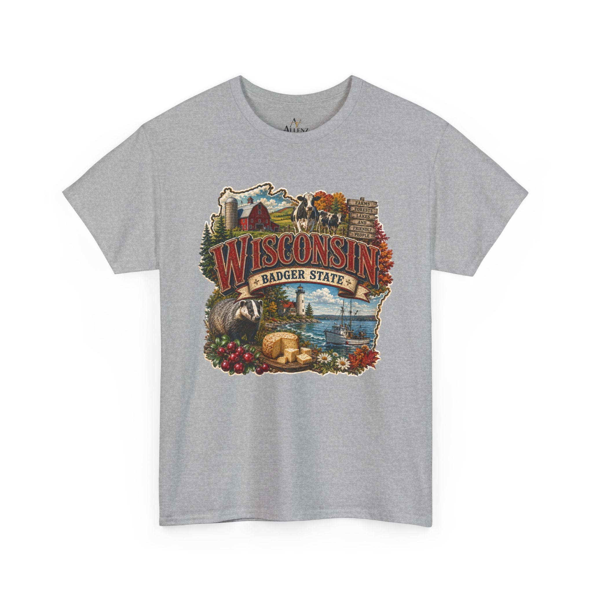 Unisex Heavy Cotton Tee🧀🌲 Wisconsin – Proudly the Badger State 🚤🐄