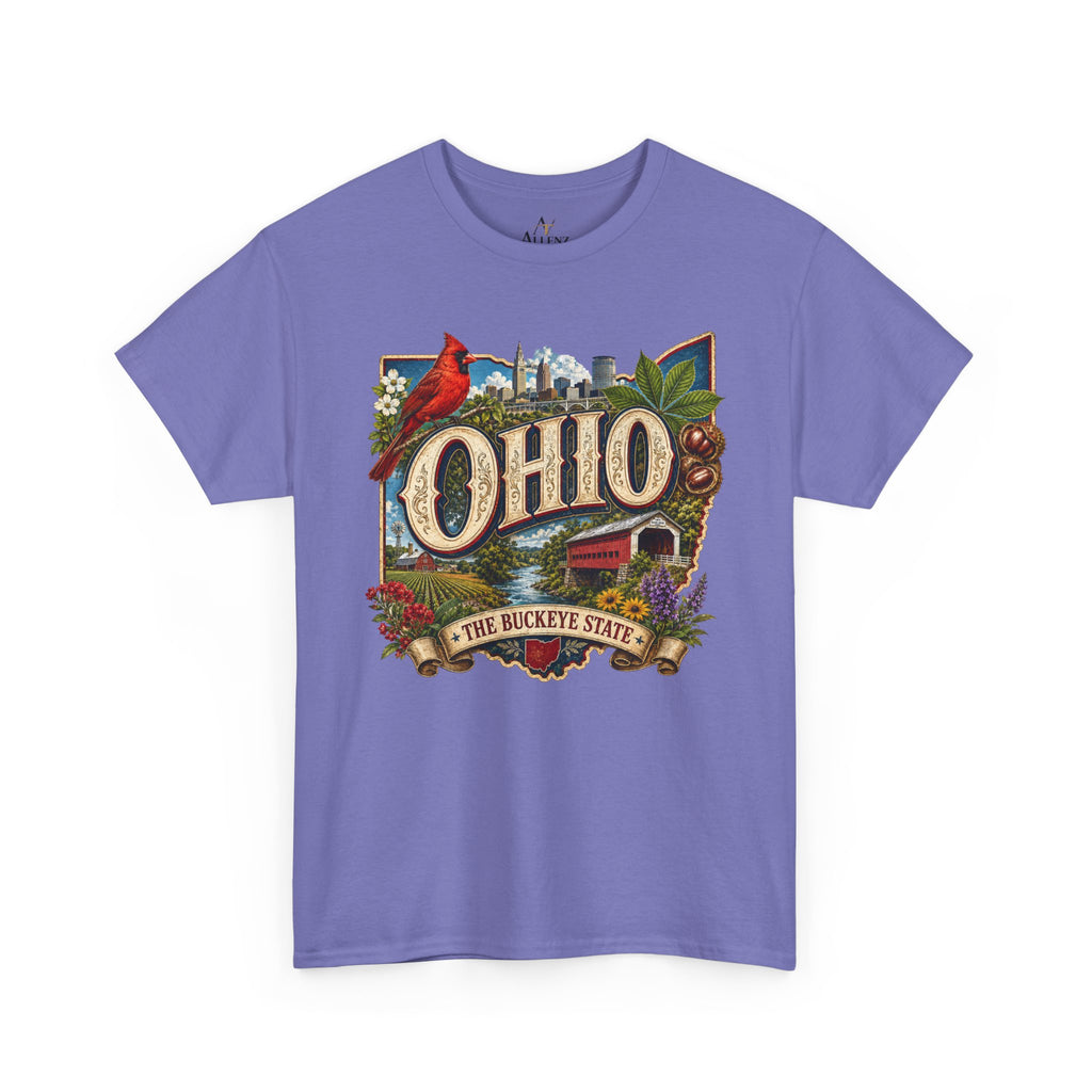 Unisex Heavy Cotton Tee🍂 Ohio – The Heart of the Buckeye State 🌰🌾