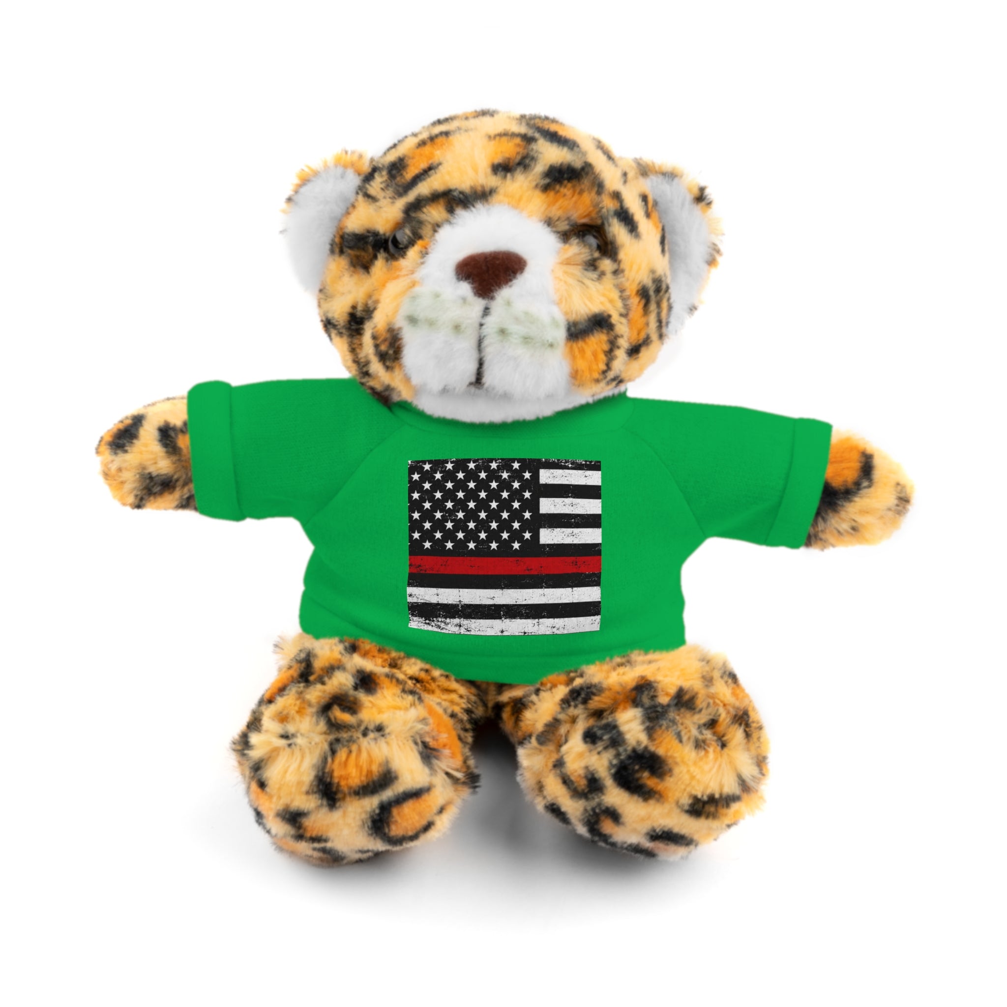 Kids Stuffed Animal with Thin Red line flag Tee