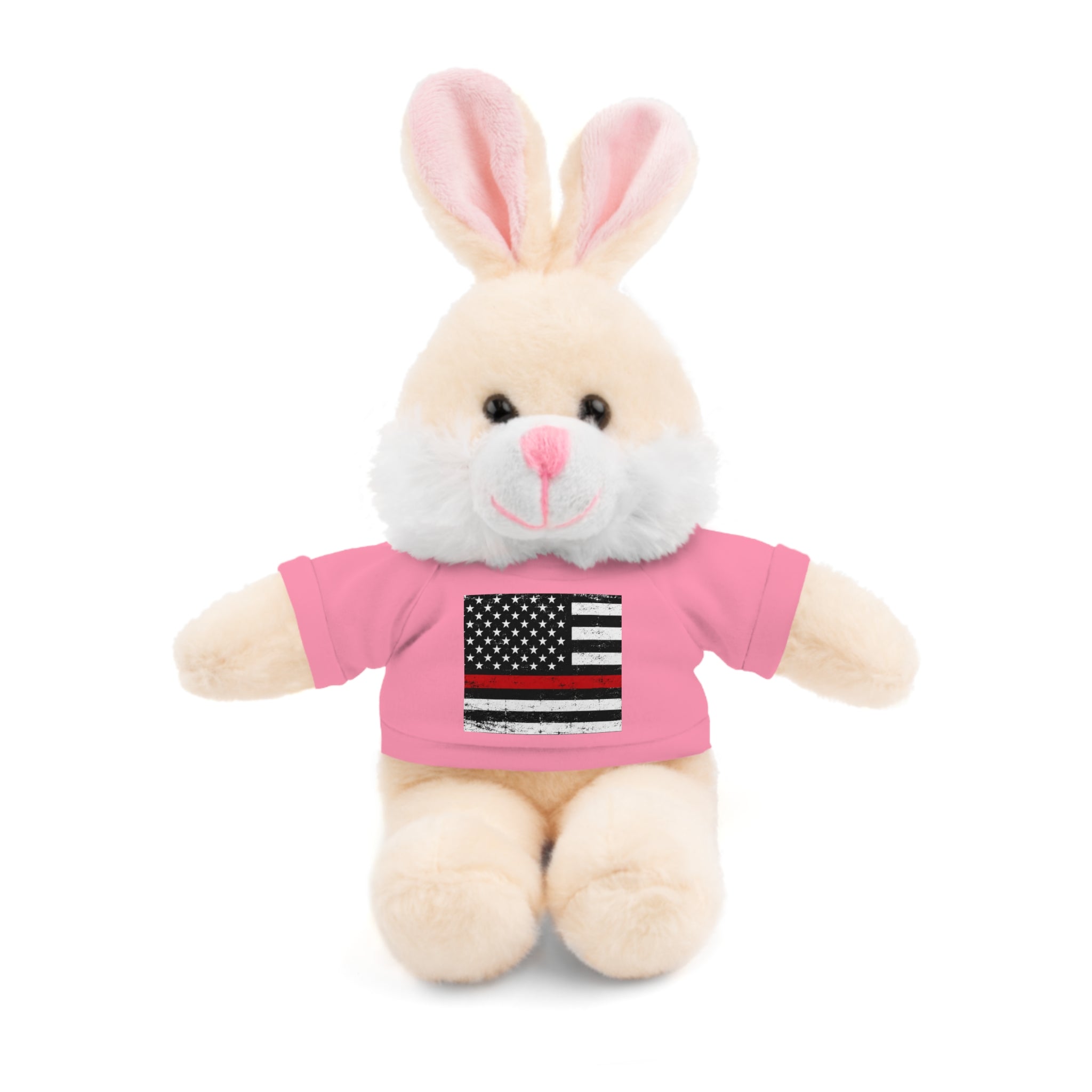 Kids Stuffed Animal with Thin Red line flag Tee