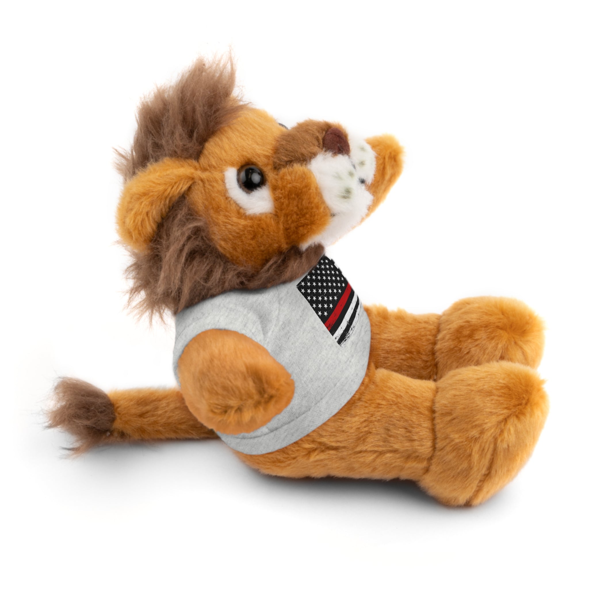 Kids Stuffed Animal with Thin Red line flag Tee