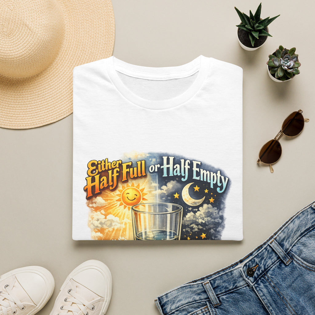 Glass Half Full or Half Empty T-Shirt — Inspirational Day & Night Positive Quote Tee