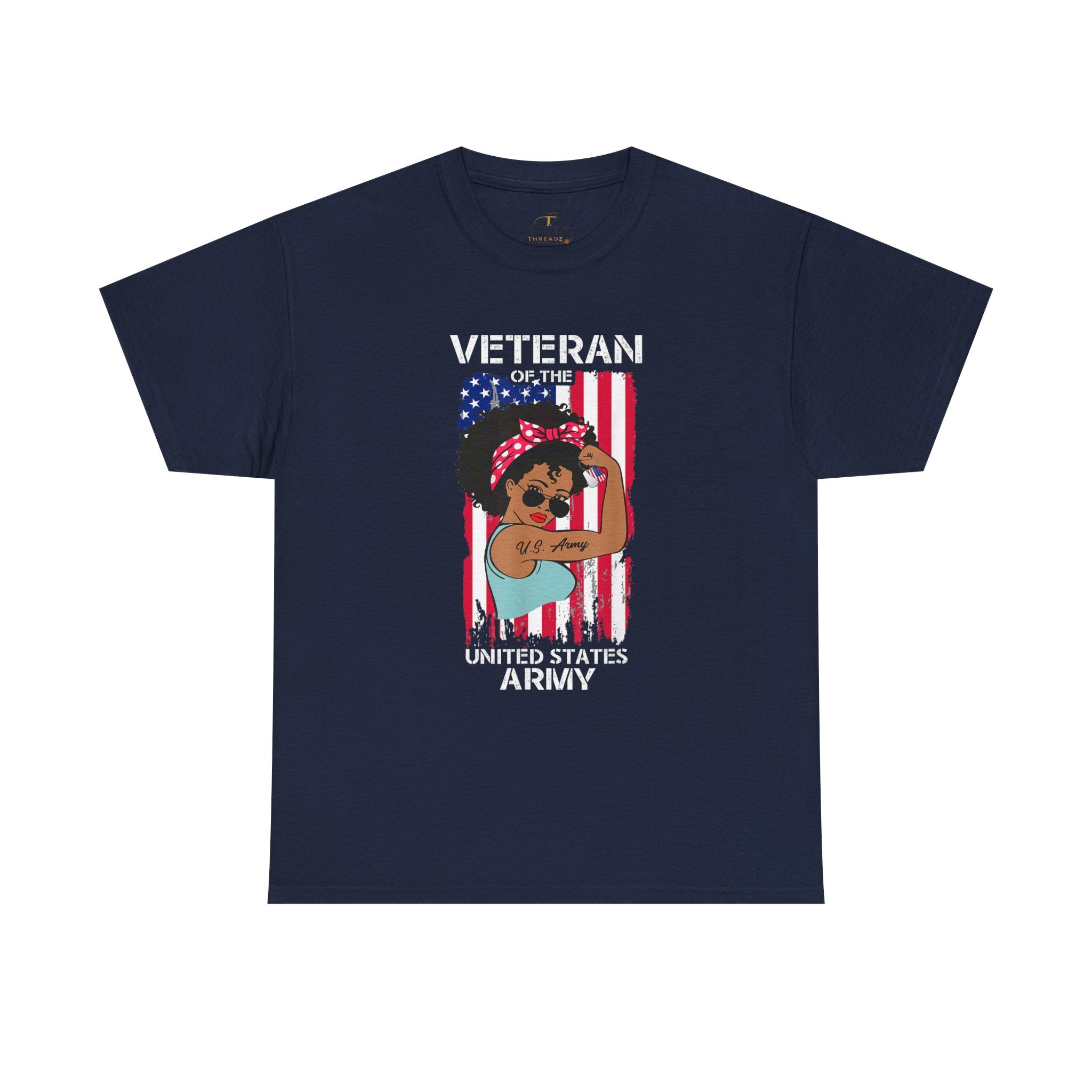 Unisex Heavy Cotton Tee✨ Melanin Army Veteran T-Shirt – Strong, Proud and Fearless ✨