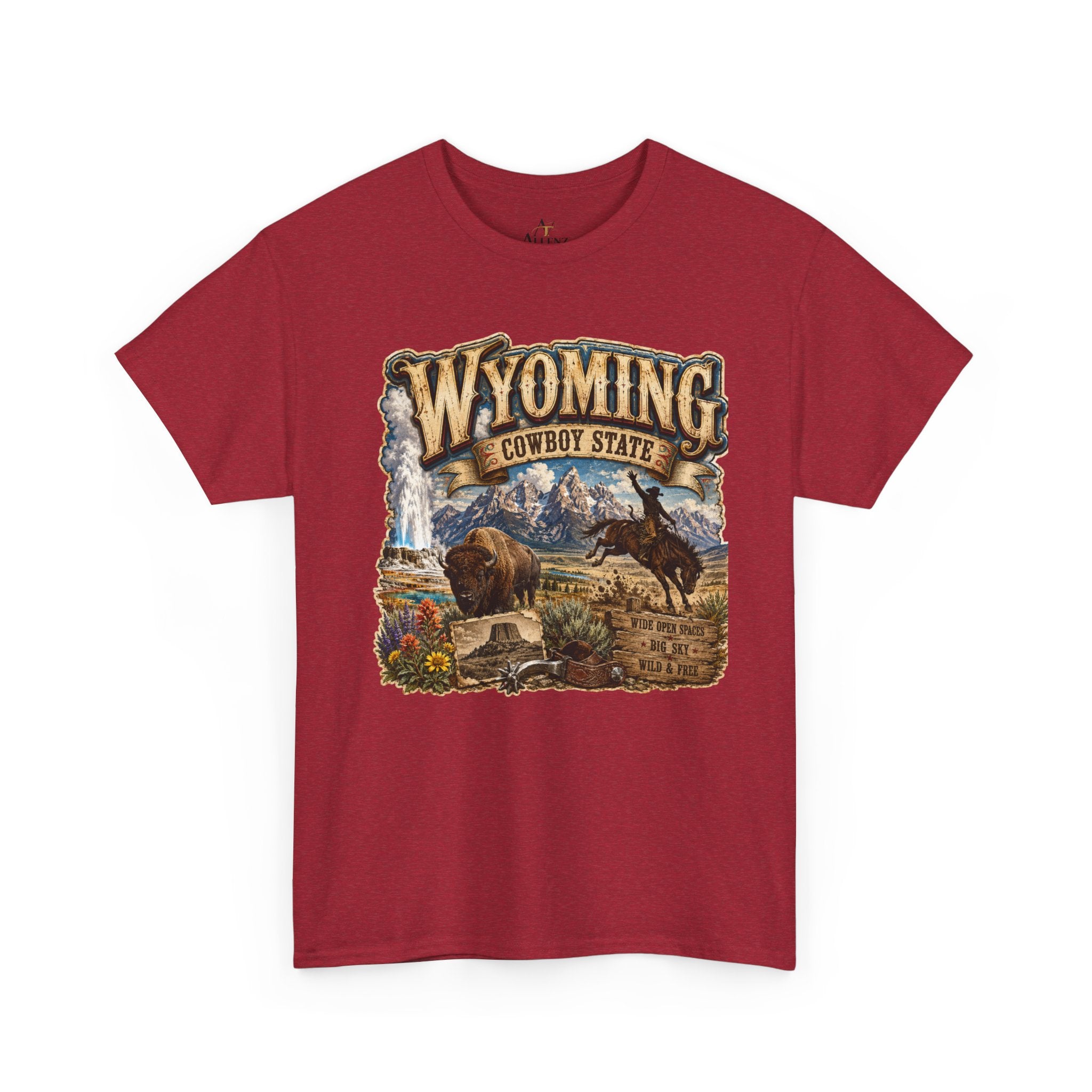 Unisex Heavy Cotton Tee🤠🏔️ Wyoming – The Cowboy State 🦬🌄