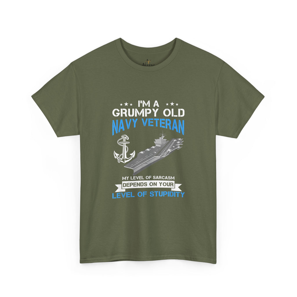 Unisex Heavy Cotton Tee⚓ “I’m A Grumpy Old Navy Veteran” Funny Veteran T-Shirt ⚓