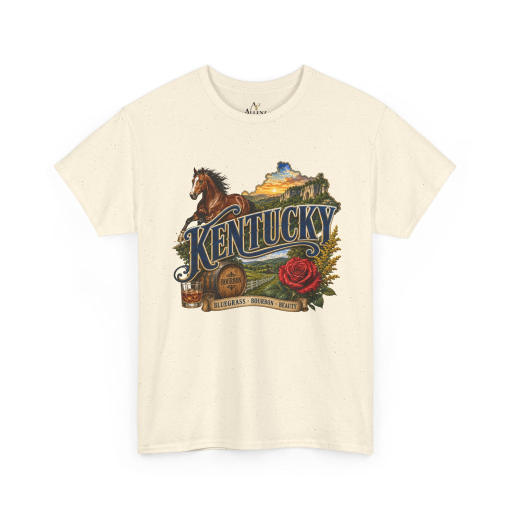 Unisex Heavy Cotton Tee 🐎 Kentucky – Bluegrass, Bourbon and Southern Beauty 🐎