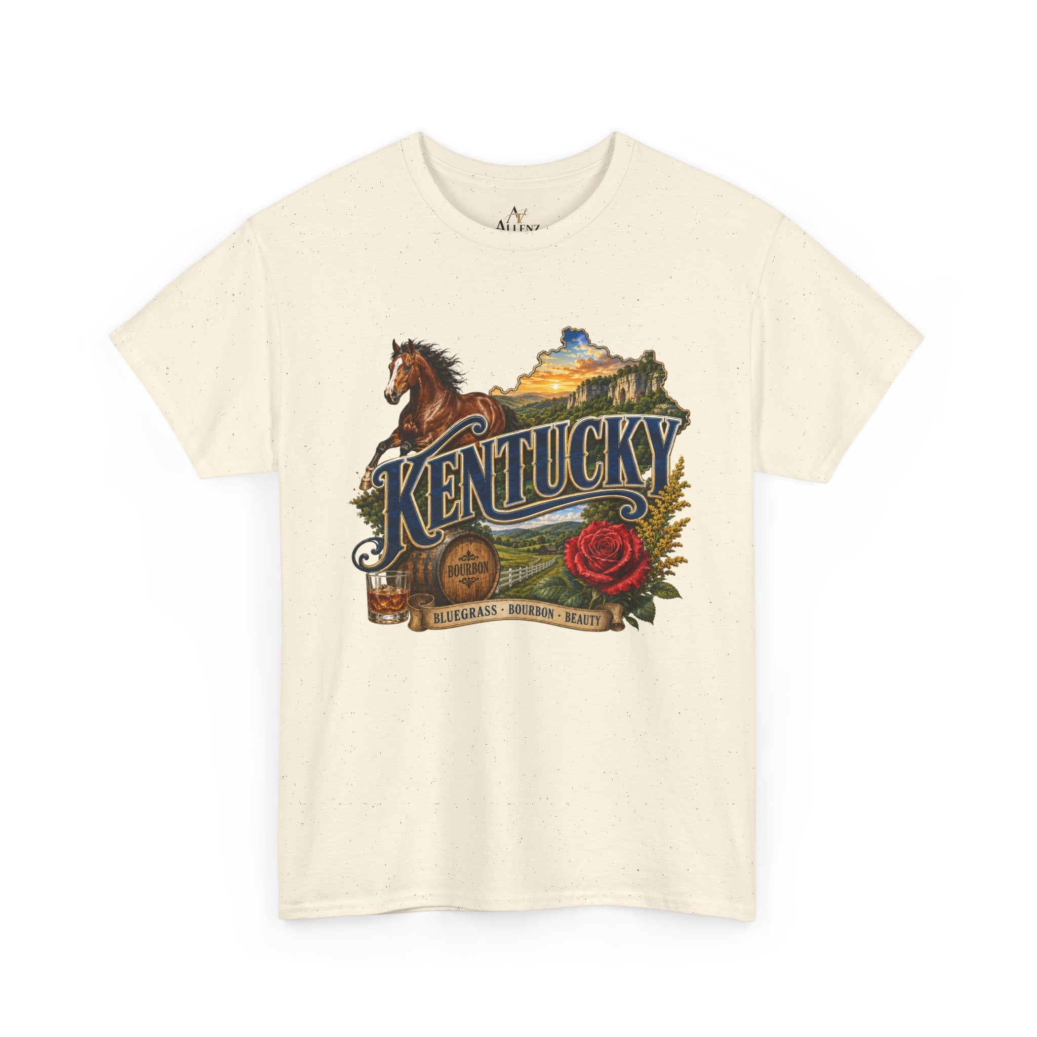 Unisex Heavy Cotton Tee 🐎 Kentucky – Bluegrass, Bourbon and Southern Beauty 🐎