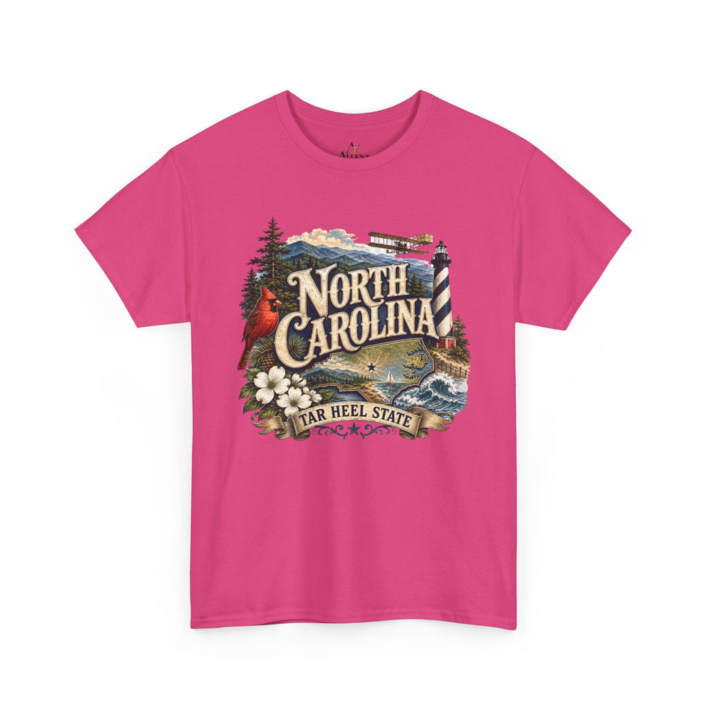 Unisex Heavy Cotton Tee🌲 North Carolina – Coastal Beauty and Mountain Adventure 🌊✈️