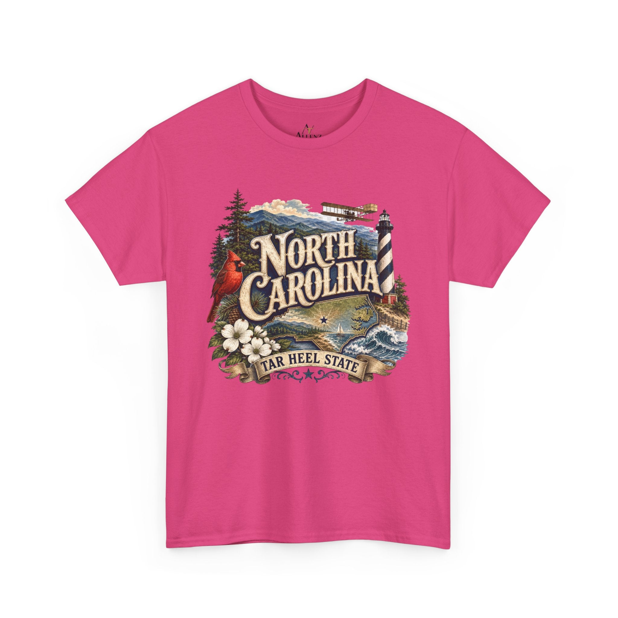 Unisex Heavy Cotton Tee🌲 North Carolina – Coastal Beauty and Mountain Adventure 🌊✈️