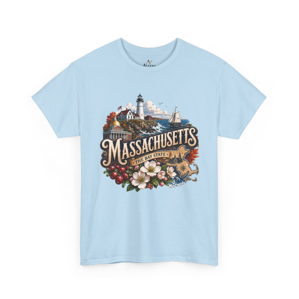 Unisex Heavy Cotton Tee ⚓ Massachusetts – Historic Coastal Pride