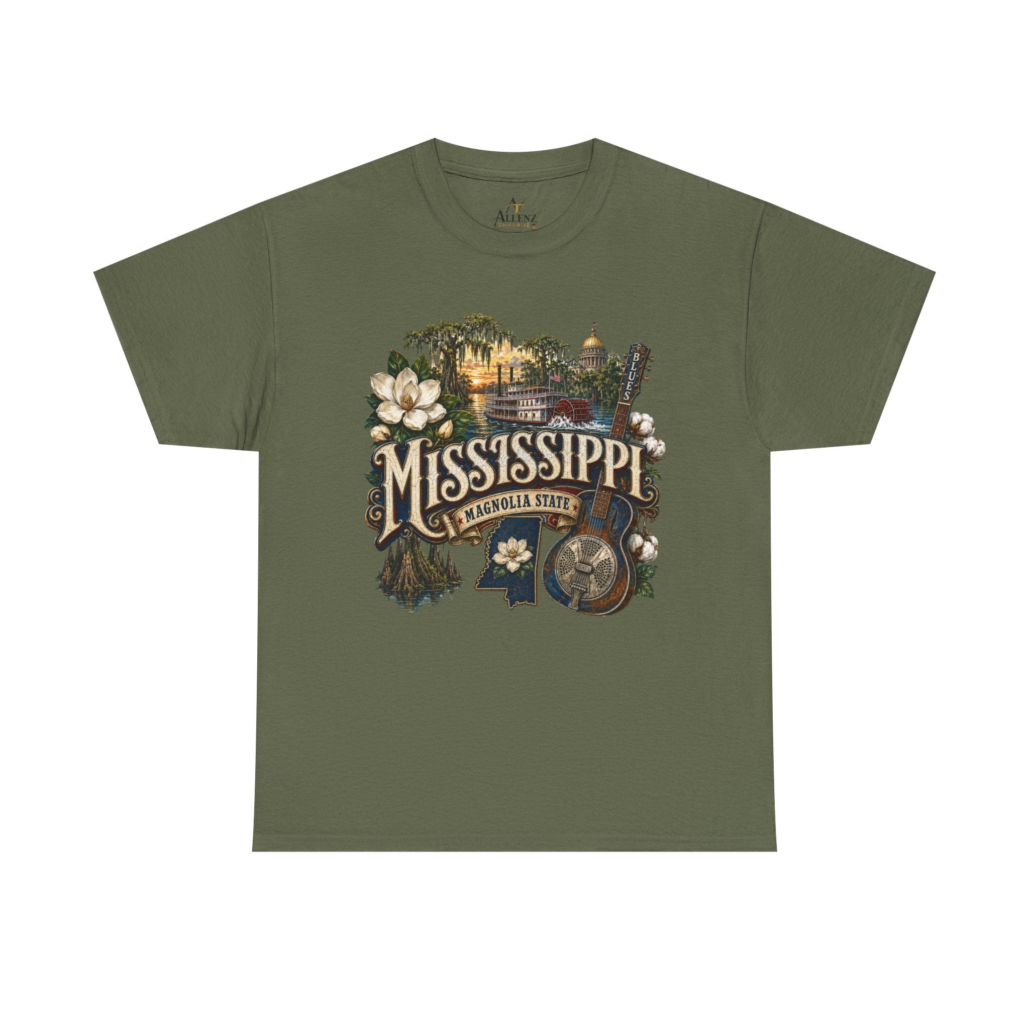 Unisex Heavy Cotton Tee🎸 Mississippi – Southern Soul and Magnolia State Pride 🎸