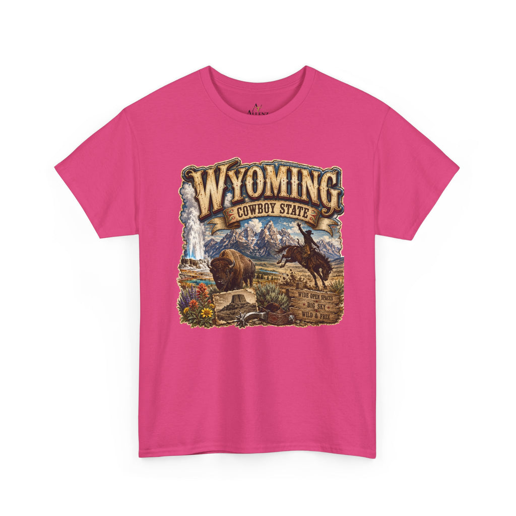 Unisex Heavy Cotton Tee🤠🏔️ Wyoming – The Cowboy State 🦬🌄