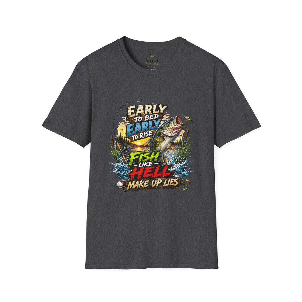 Early To Bed Fishing Unisex Softstyle T-Shirt
