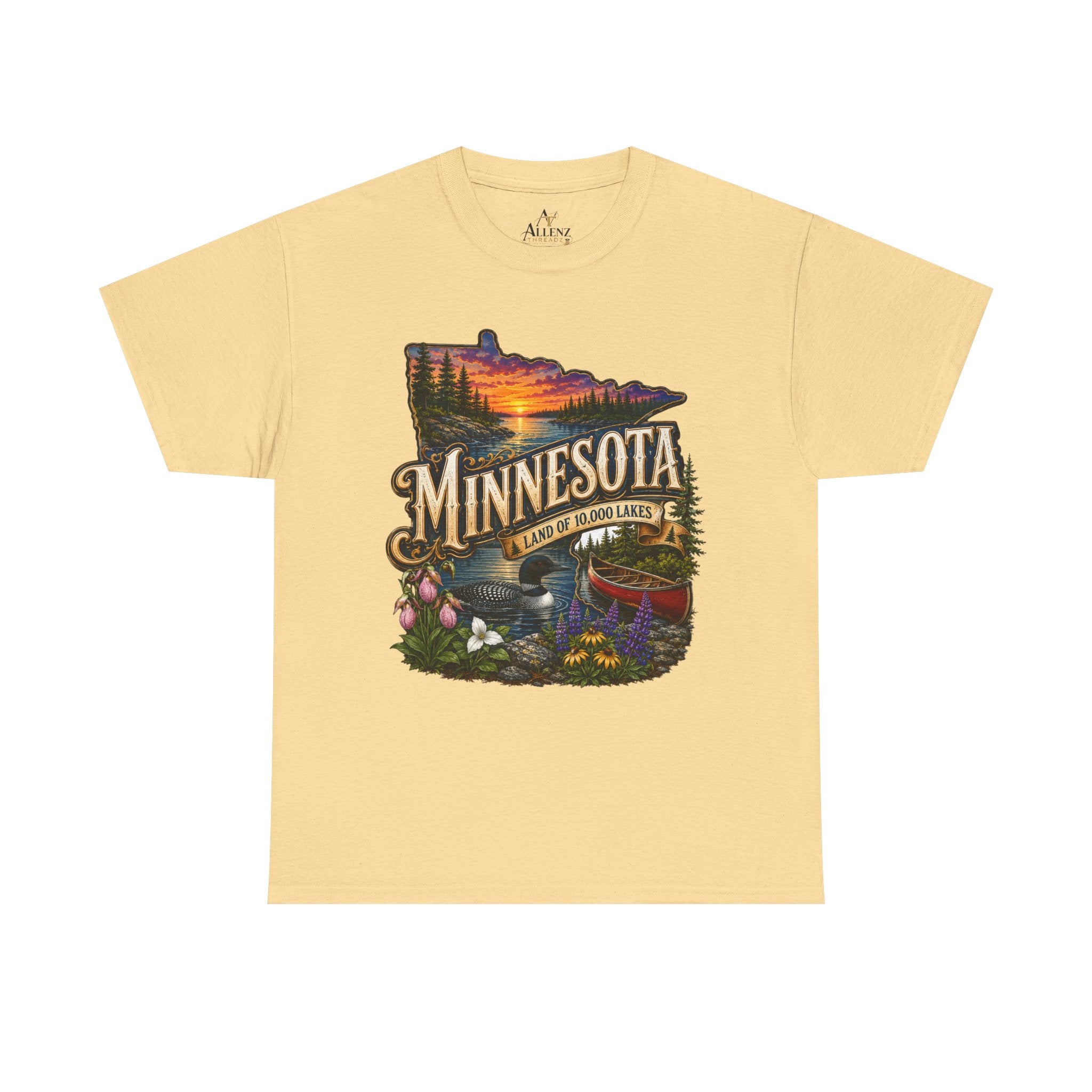 Unisex Heavy Cotton Tee🌲 Minnesota – Land of 10,000 Lakes Adventure 🌲