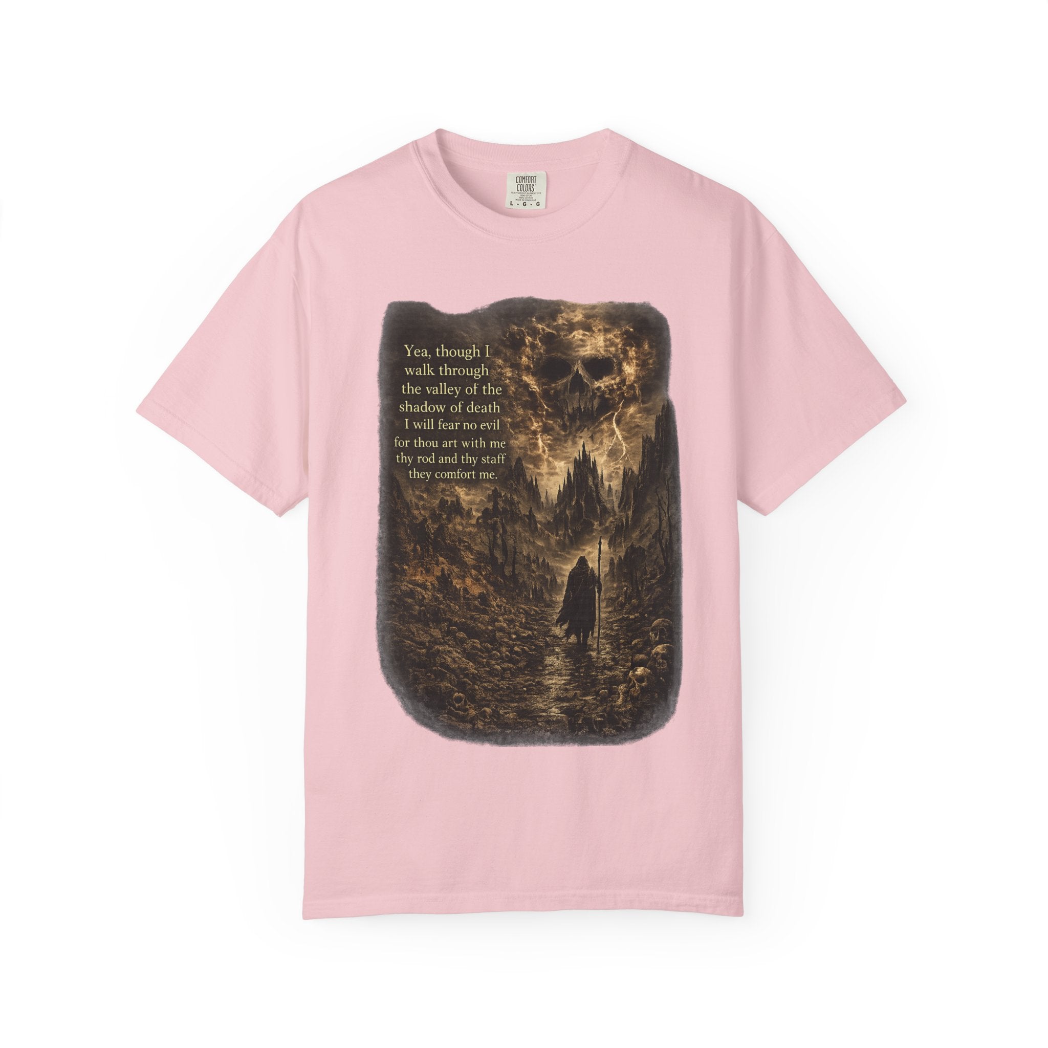 Skull Cavern Gothic T-Shirt — 'You…walk through the valley of the shadow of death' Graphic Tee