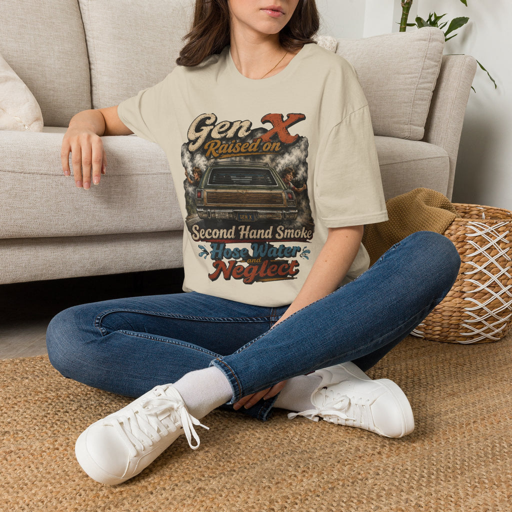 Gen X T-Shirt — "Raised on Secondhand Smoke, Hose Water, Neglect" Retro Car Vintage Tee
