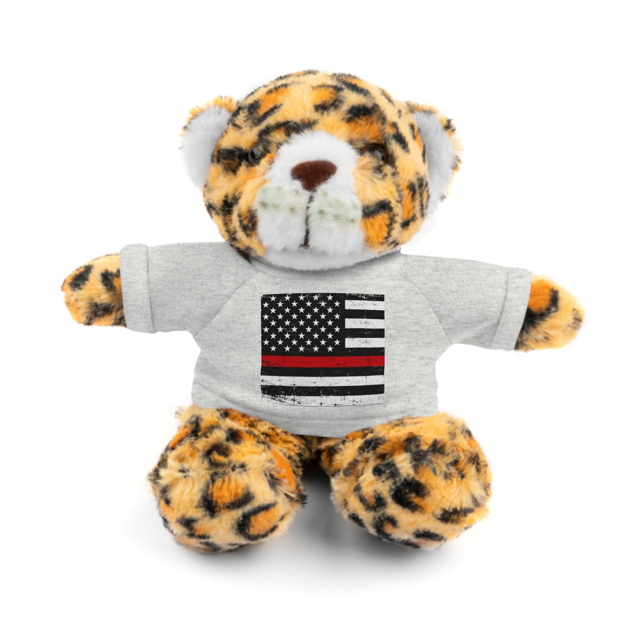 Kids Stuffed Animal with Thin Red line flag Tee