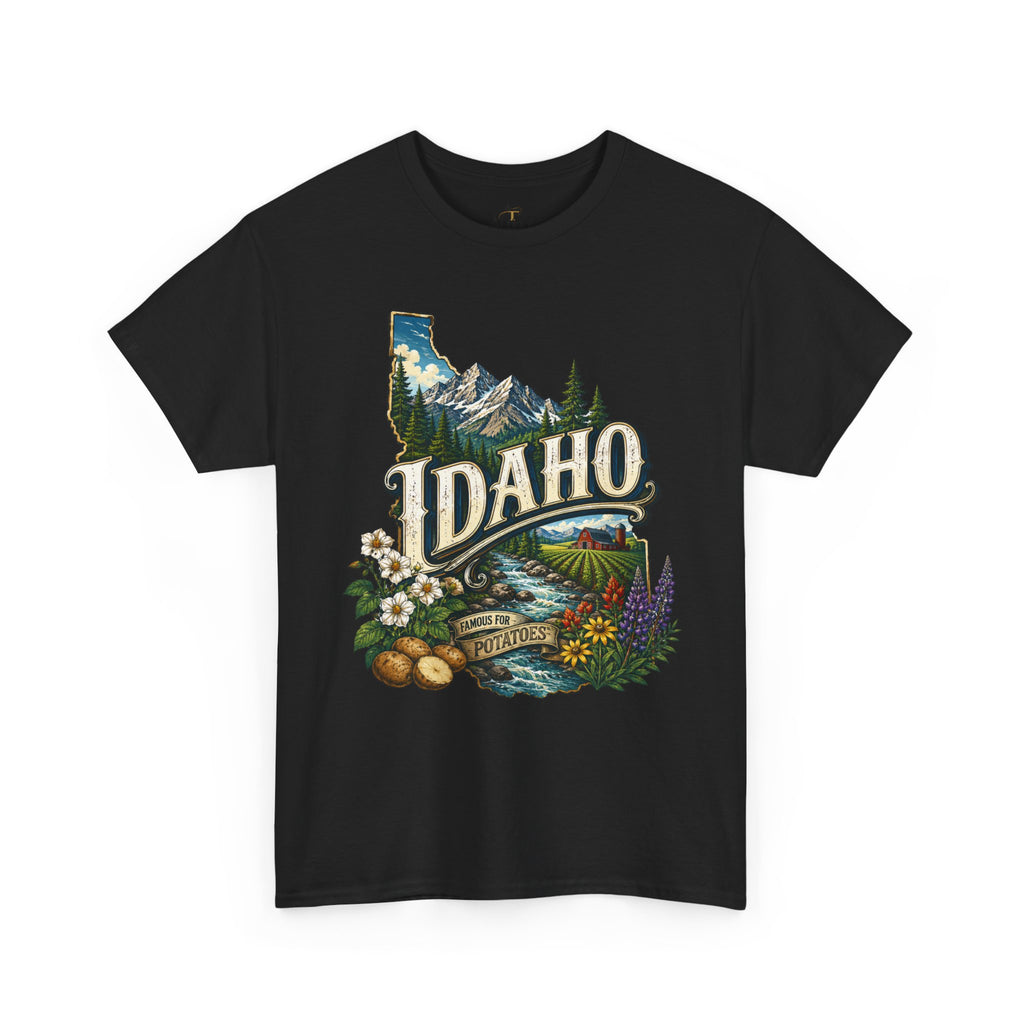 Unisex Heavy Cotton Tee 🥔 Idaho – Mountain Beauty and Rustic Country Charm 🥔