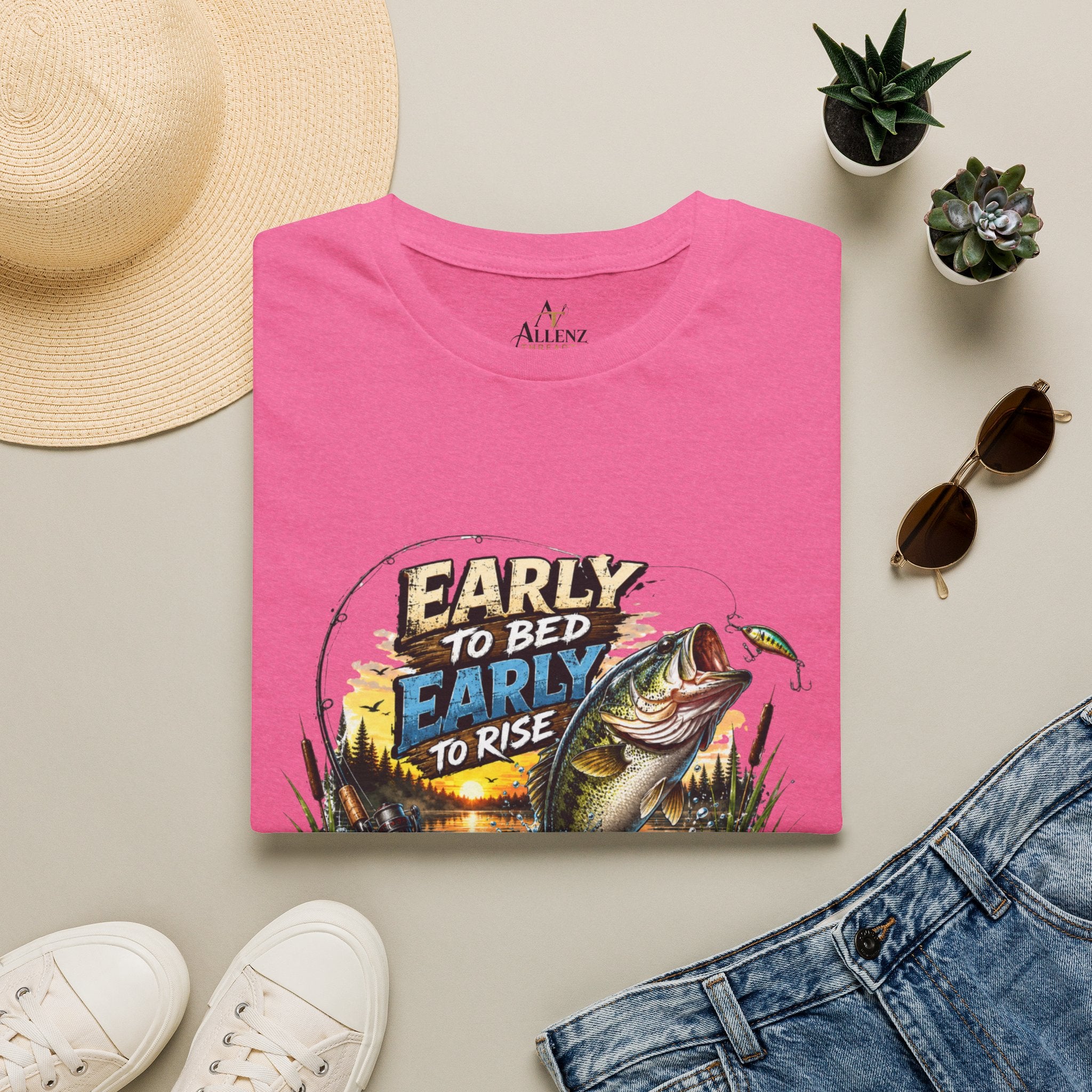 Early To Bed Fishing Unisex Softstyle T-Shirt