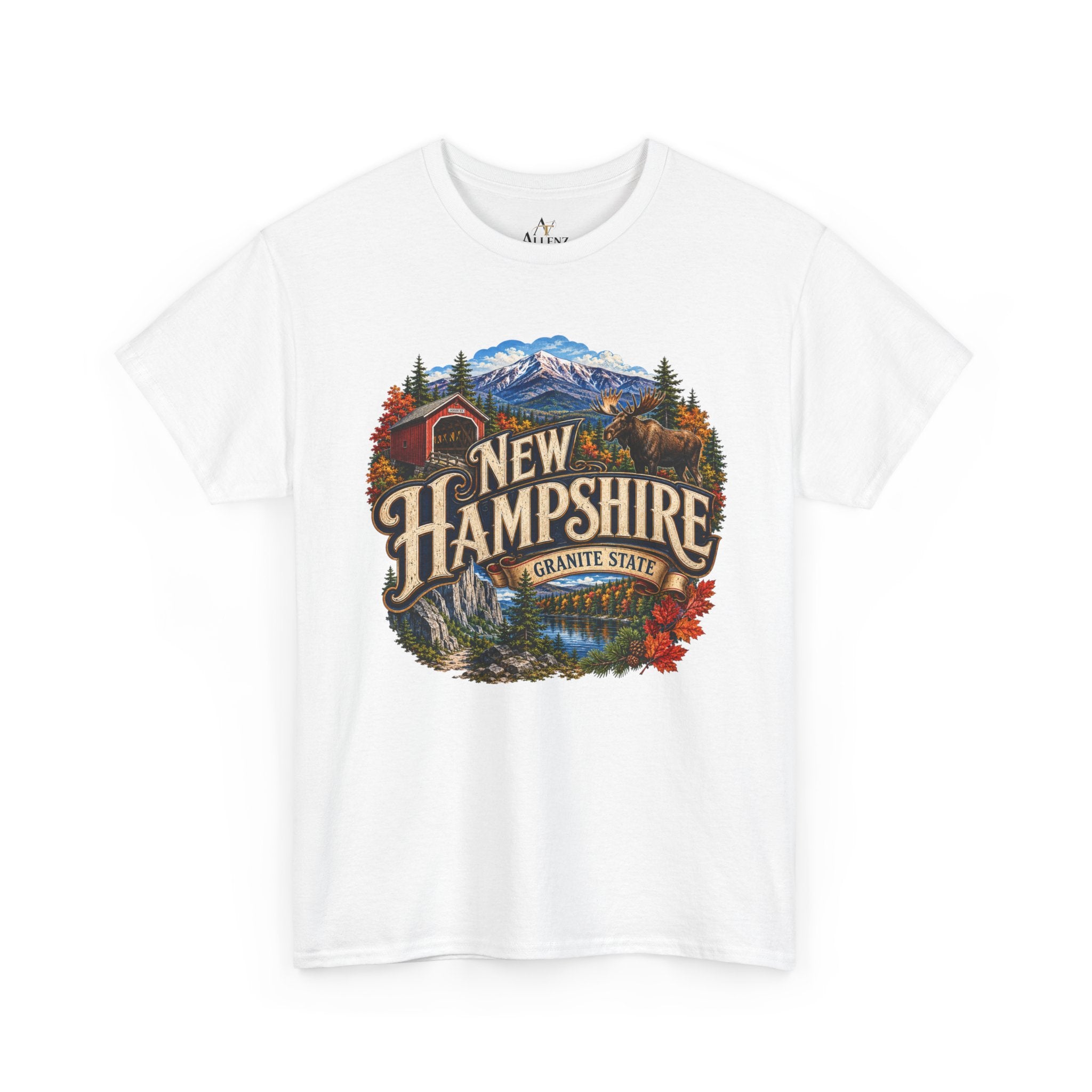Unisex Heavy Cotton Tee🏔️ New Hampshire – Granite State Adventure and Autumn Beauty 🍁🫎