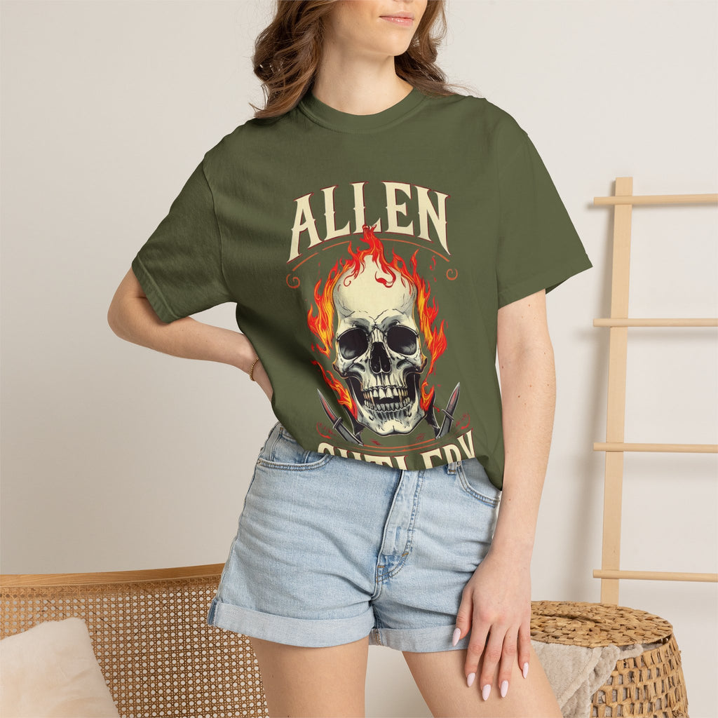 Skull and Flames Cutlery T-Shirt — Allen Cutlery Graphic Tee