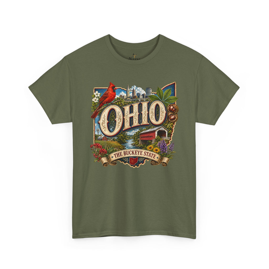 Unisex Heavy Cotton Tee🍂 Ohio – The Heart of the Buckeye State 🌰🌾