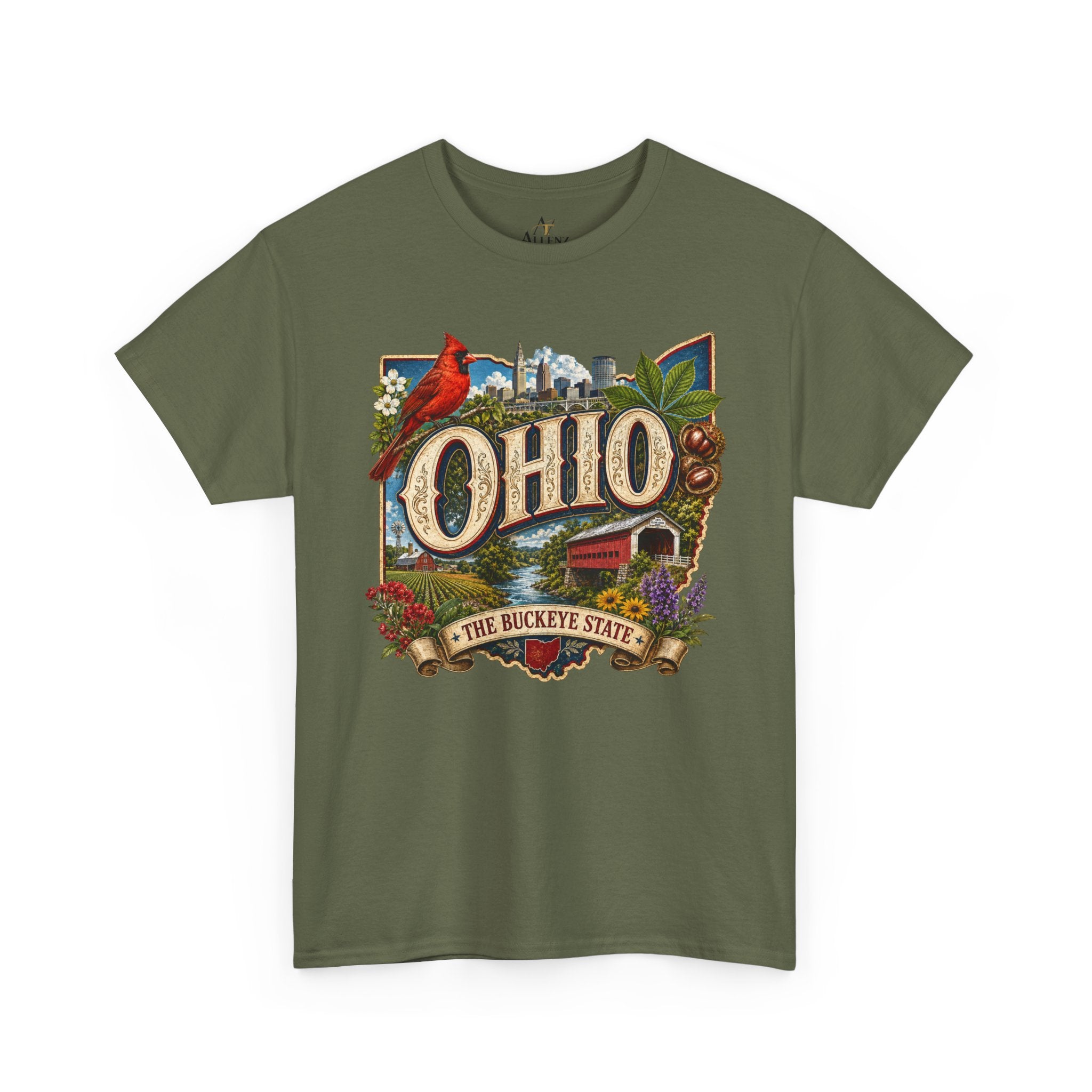 Unisex Heavy Cotton Tee🍂 Ohio – The Heart of the Buckeye State 🌰🌾